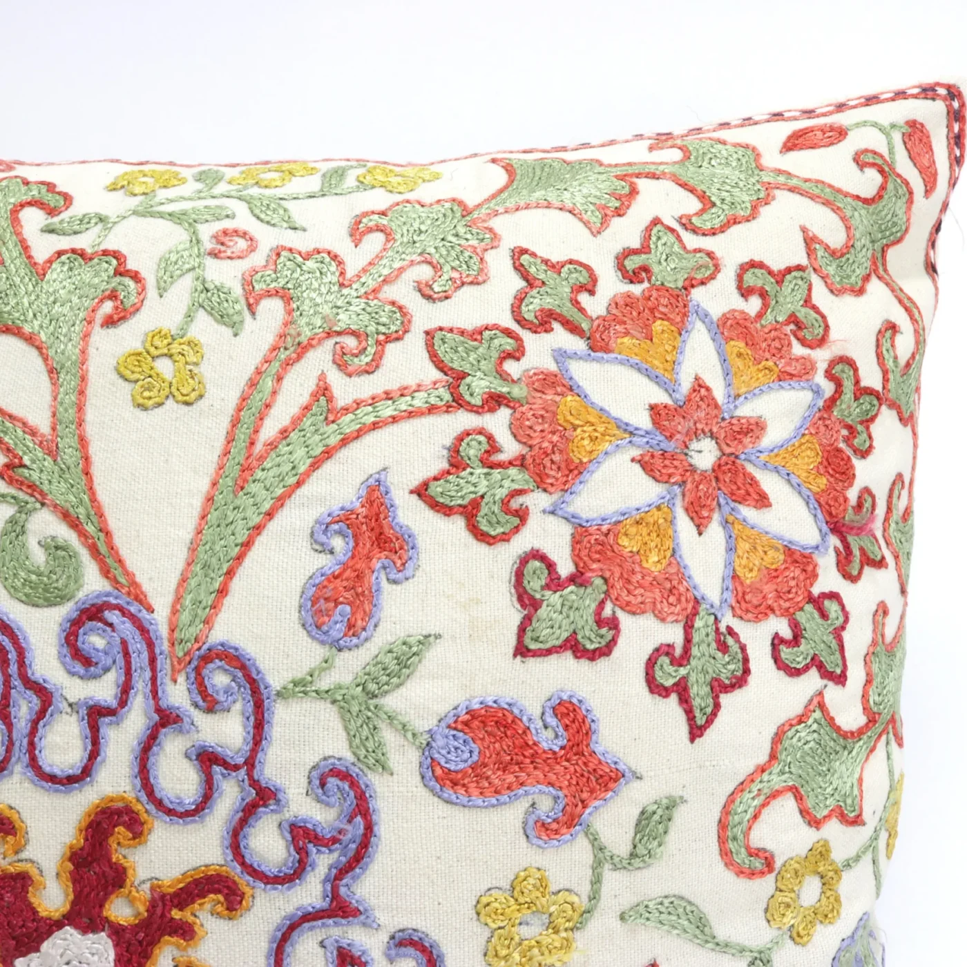 Floral Suzani Pillow Uzbek hand embroidery Suzani Throw Pillow, Suzani Cushion Cover, Suzani Pillow, Boho cushion, Silk Designer Pillow