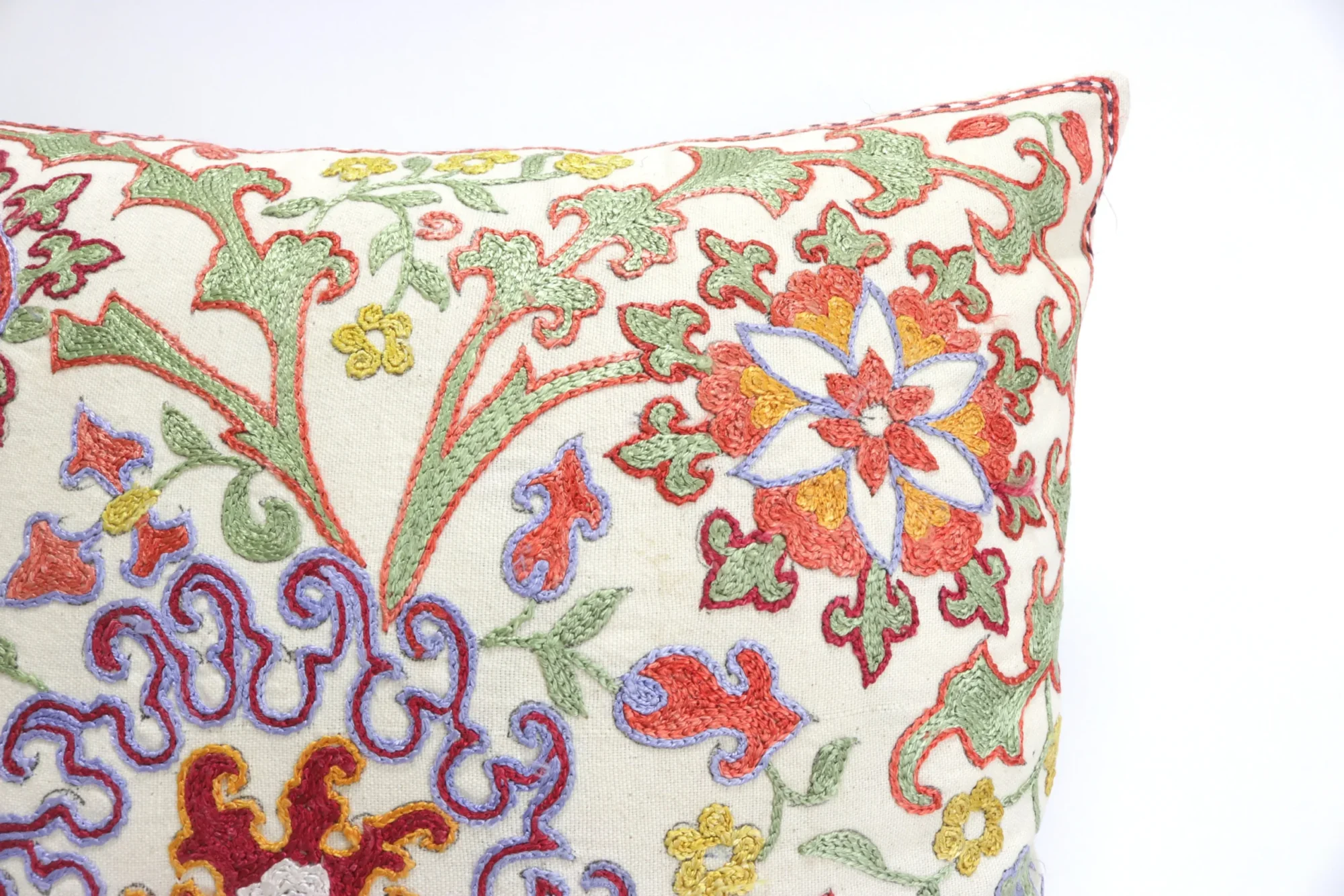Floral Suzani Pillow Uzbek hand embroidery Suzani Throw Pillow, Suzani Cushion Cover, Suzani Pillow, Boho cushion, Silk Designer Pillow