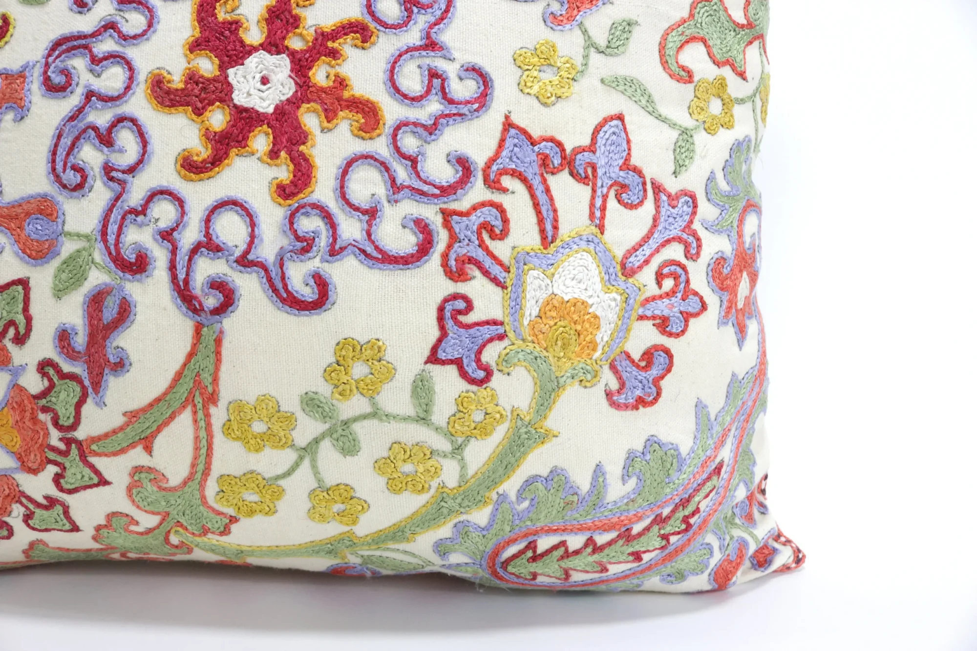 Floral Suzani Pillow Uzbek hand embroidery Suzani Throw Pillow, Suzani Cushion Cover, Suzani Pillow, Boho cushion, Silk Designer Pillow