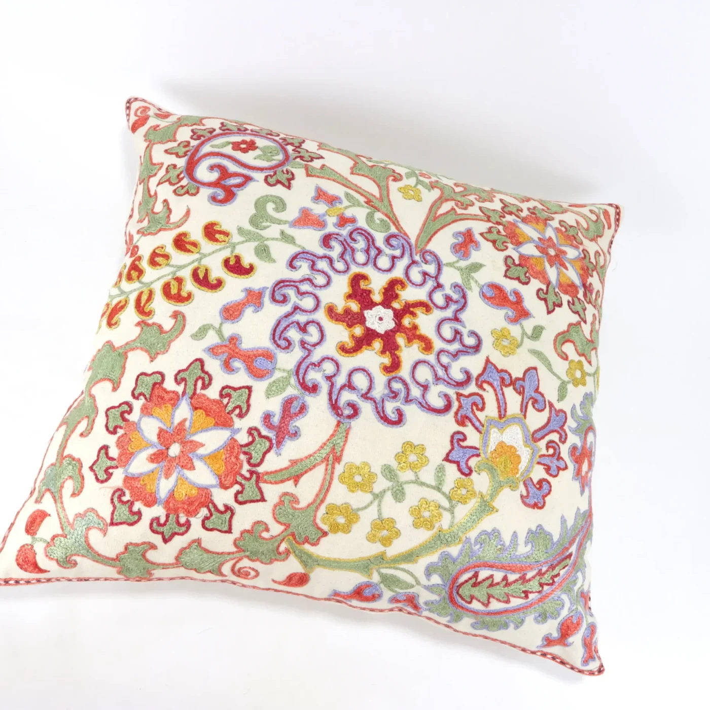 Floral Suzani Pillow Uzbek hand embroidery Suzani Throw Pillow, Suzani Cushion Cover, Suzani Pillow, Boho cushion, Silk Designer Pillow