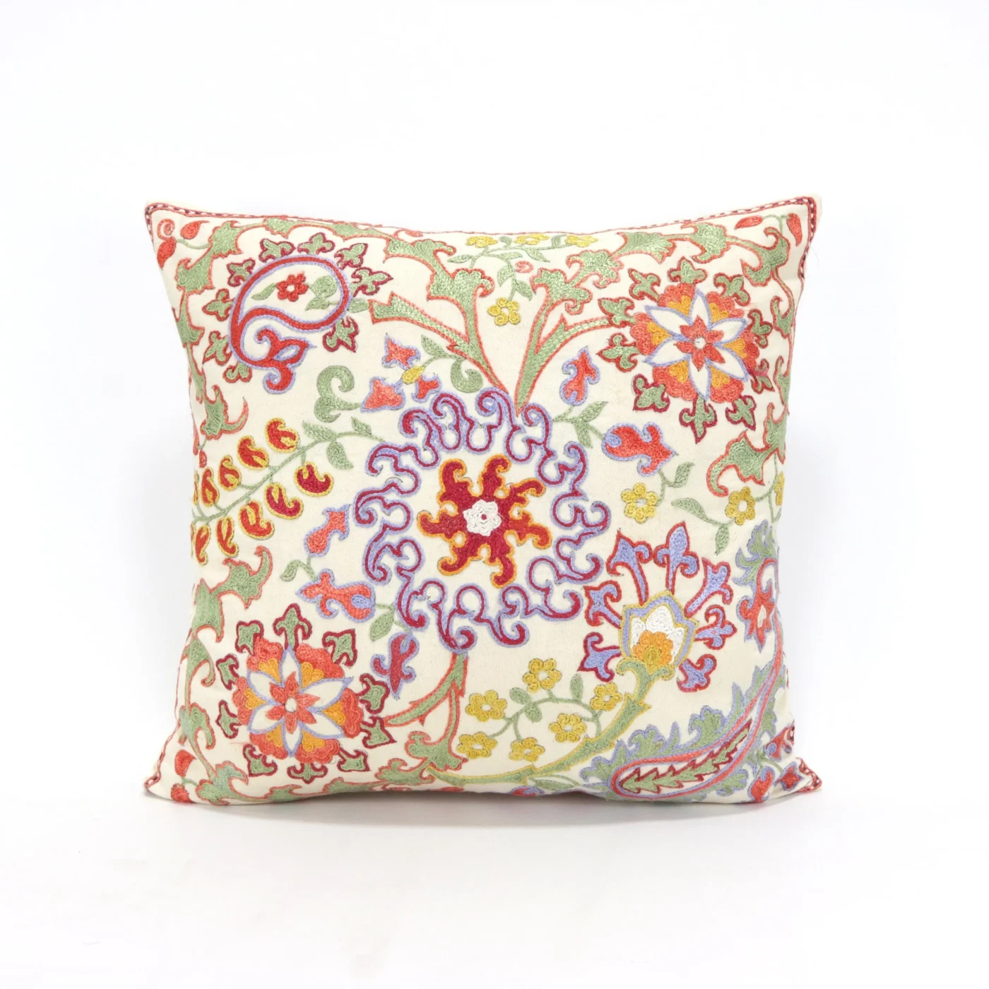 Floral Suzani Pillow Uzbek hand embroidery Suzani Throw Pillow, Suzani Cushion Cover, Suzani Pillow, Boho cushion, Silk Designer Pillow
