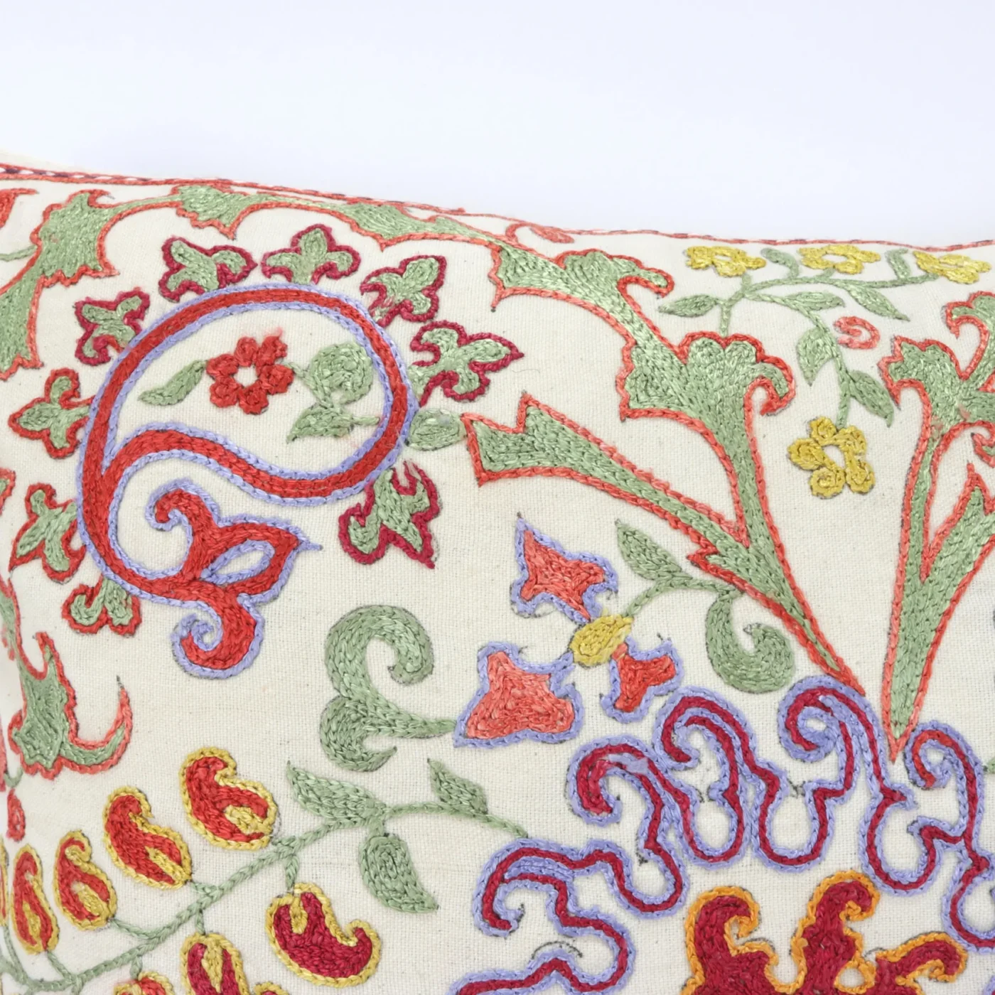 Floral Suzani Pillow Uzbek hand embroidery Suzani Throw Pillow, Suzani Cushion Cover, Suzani Pillow, Boho cushion, Silk Designer Pillow