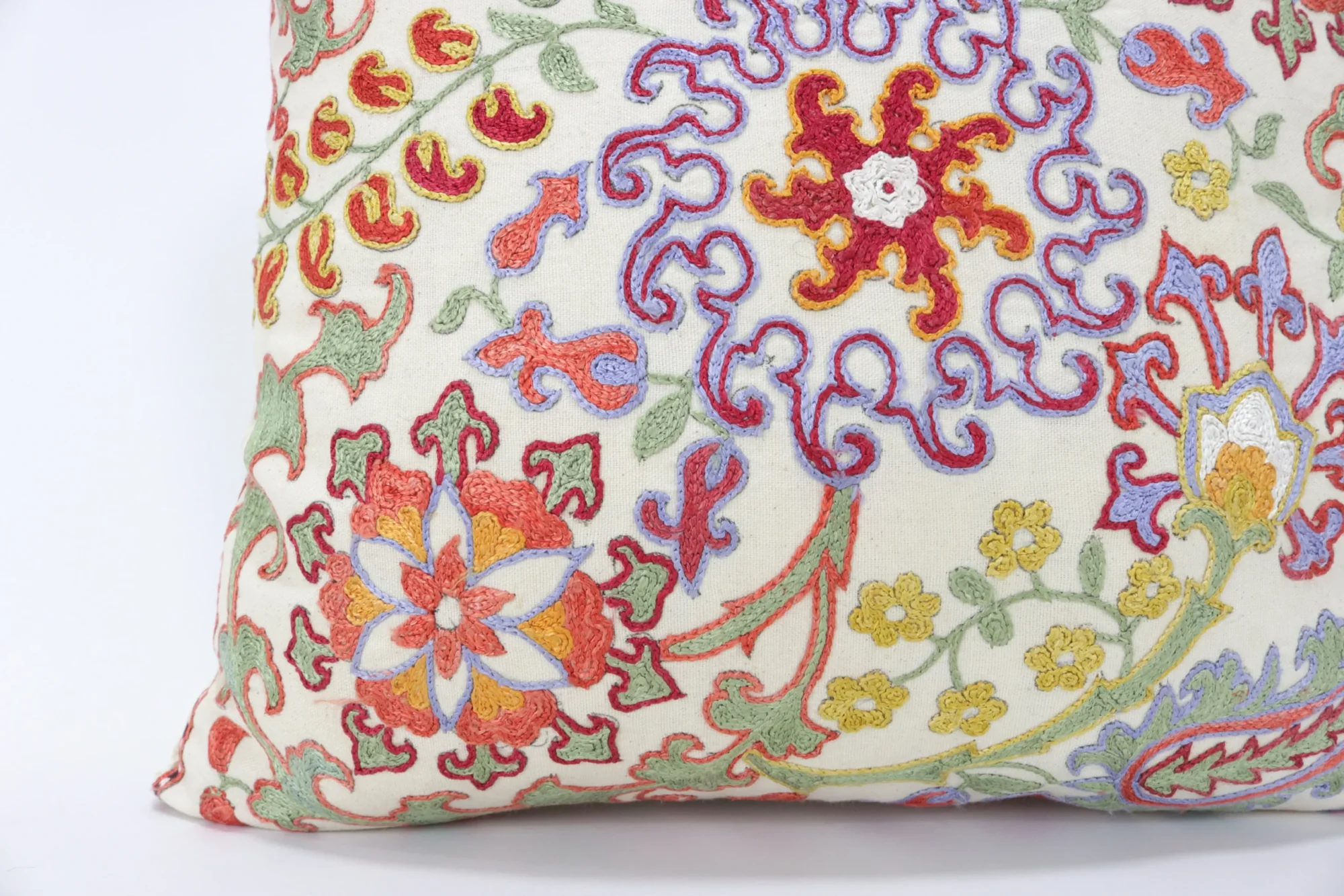 Floral Suzani Pillow Uzbek hand embroidery Suzani Throw Pillow, Suzani Cushion Cover, Suzani Pillow, Boho cushion, Silk Designer Pillow