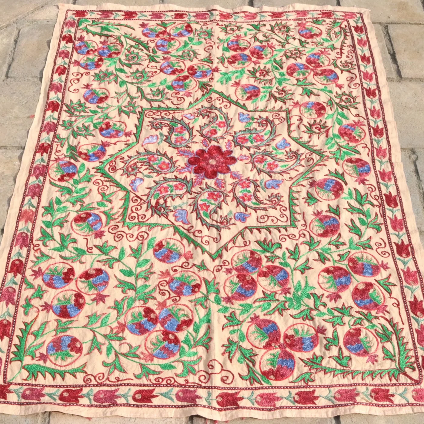 Suzani Uzbek handmade embroidery,Suzani Fabric Suzani Wall Hanging,  Bedspread, Bedcover, Wall hanging Decorative fabric, Suzani tablecloth.