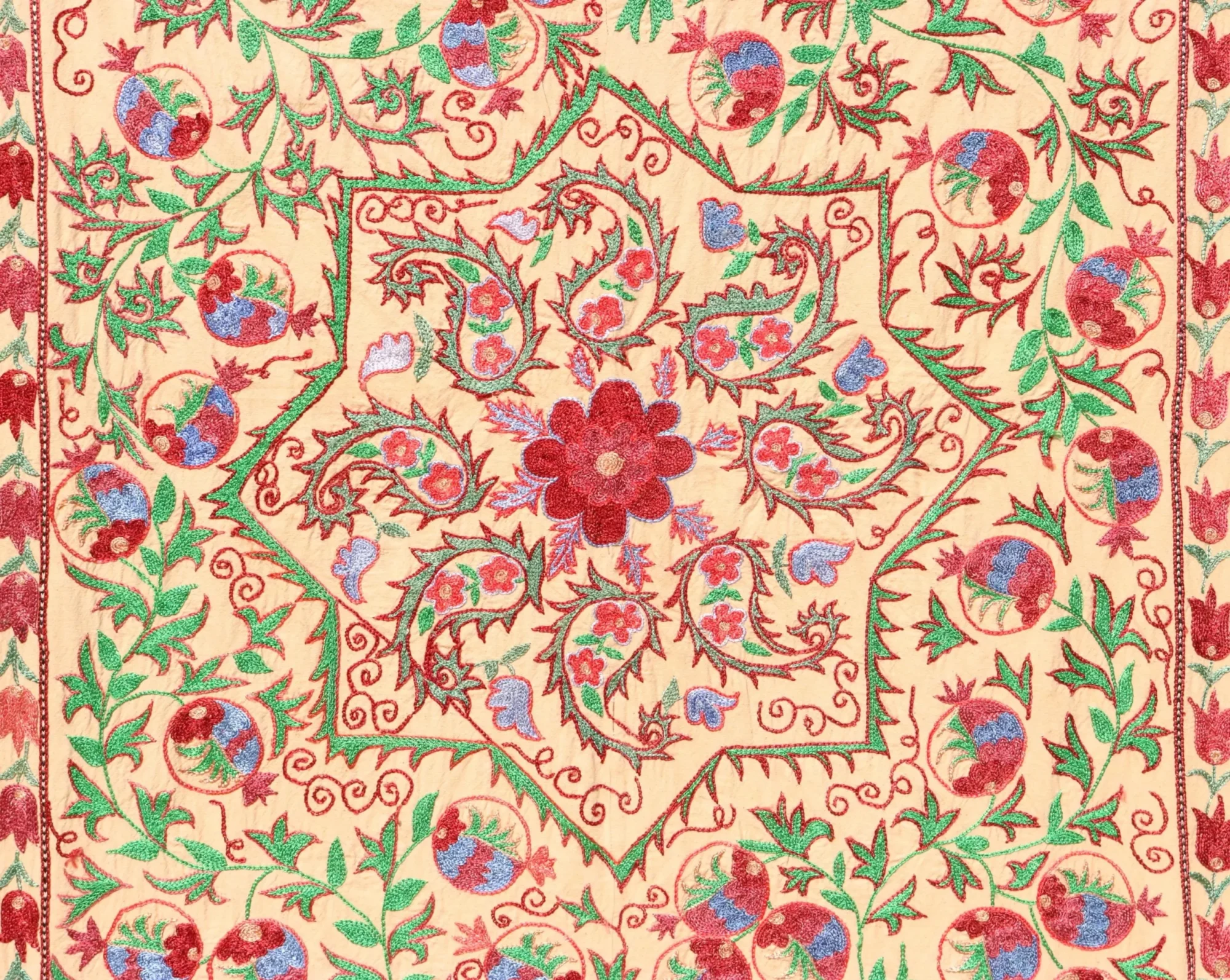 Suzani Uzbek handmade embroidery,Suzani Fabric Suzani Wall Hanging,  Bedspread, Bedcover, Wall hanging Decorative fabric, Suzani tablecloth.