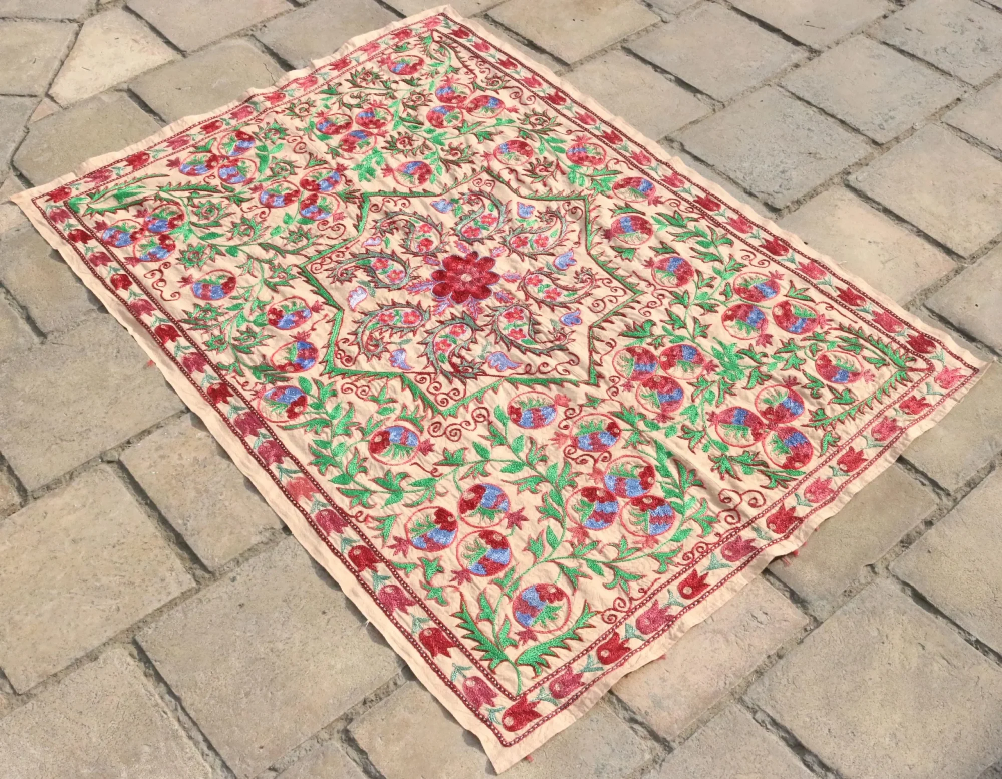 Suzani Uzbek handmade embroidery,Suzani Fabric Suzani Wall Hanging,  Bedspread, Bedcover, Wall hanging Decorative fabric, Suzani tablecloth.