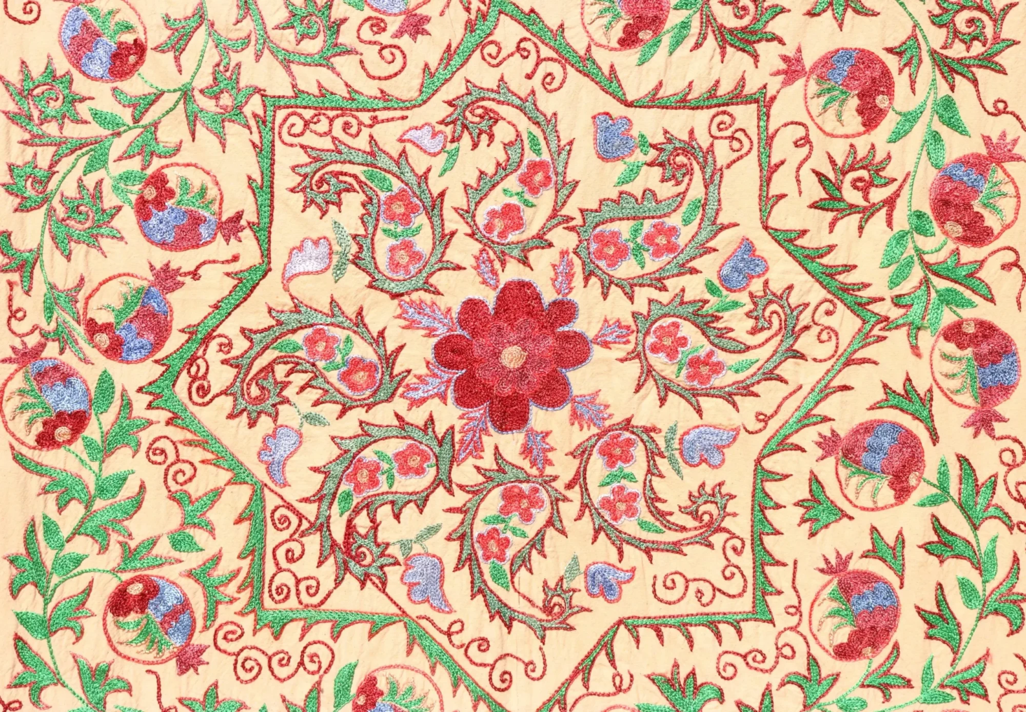 Suzani Uzbek handmade embroidery,Suzani Fabric Suzani Wall Hanging,  Bedspread, Bedcover, Wall hanging Decorative fabric, Suzani tablecloth.