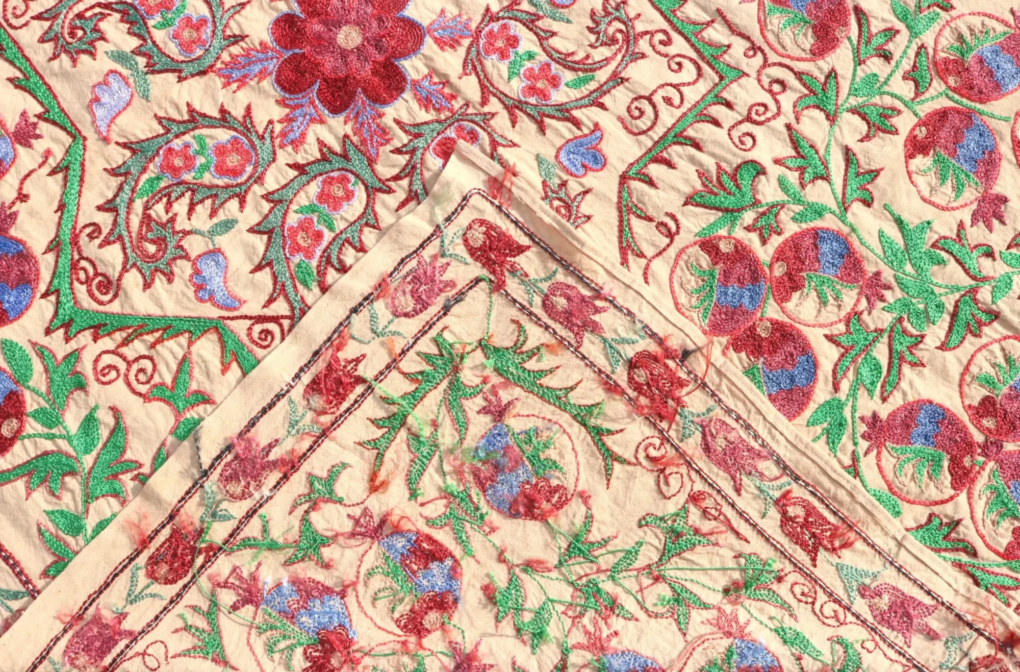 Suzani Uzbek handmade embroidery,Suzani Fabric Suzani Wall Hanging,  Bedspread, Bedcover, Wall hanging Decorative fabric, Suzani tablecloth.