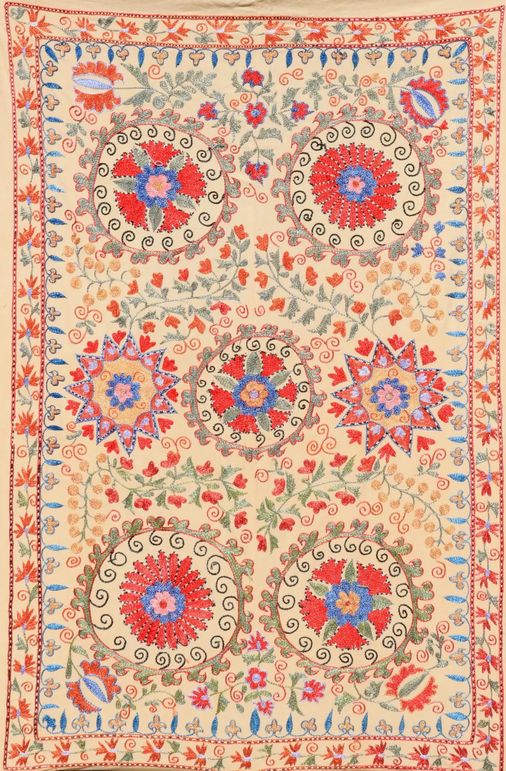 Uzbek handmade embroidery suzani. Bedspread, Bedcover, Wall hanging, Tapestry, Wall decor, Throw, tablecloth.