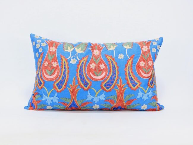 Boho Lumbar Suzani Pillow Uzbek Silk Embroidery, Suzani Throw Pillow, Suzani Cushion Cover, Suzani Pillow Cover,Decorotive pillow, Best Sale