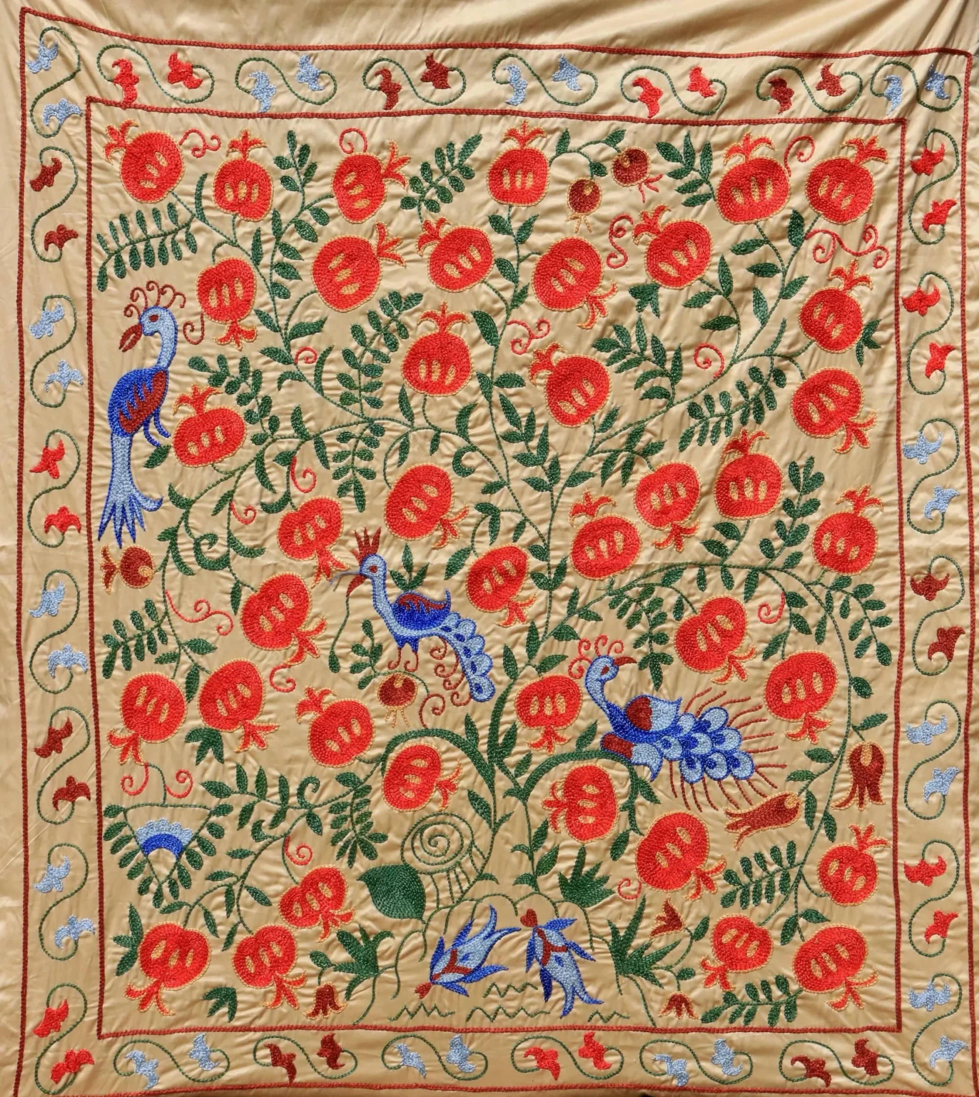 Uzbek handmade embroidery suzani. Bedspread, Bedcover, Wall hanging, Tapestry, Wall decor, Throw, tablecloth.