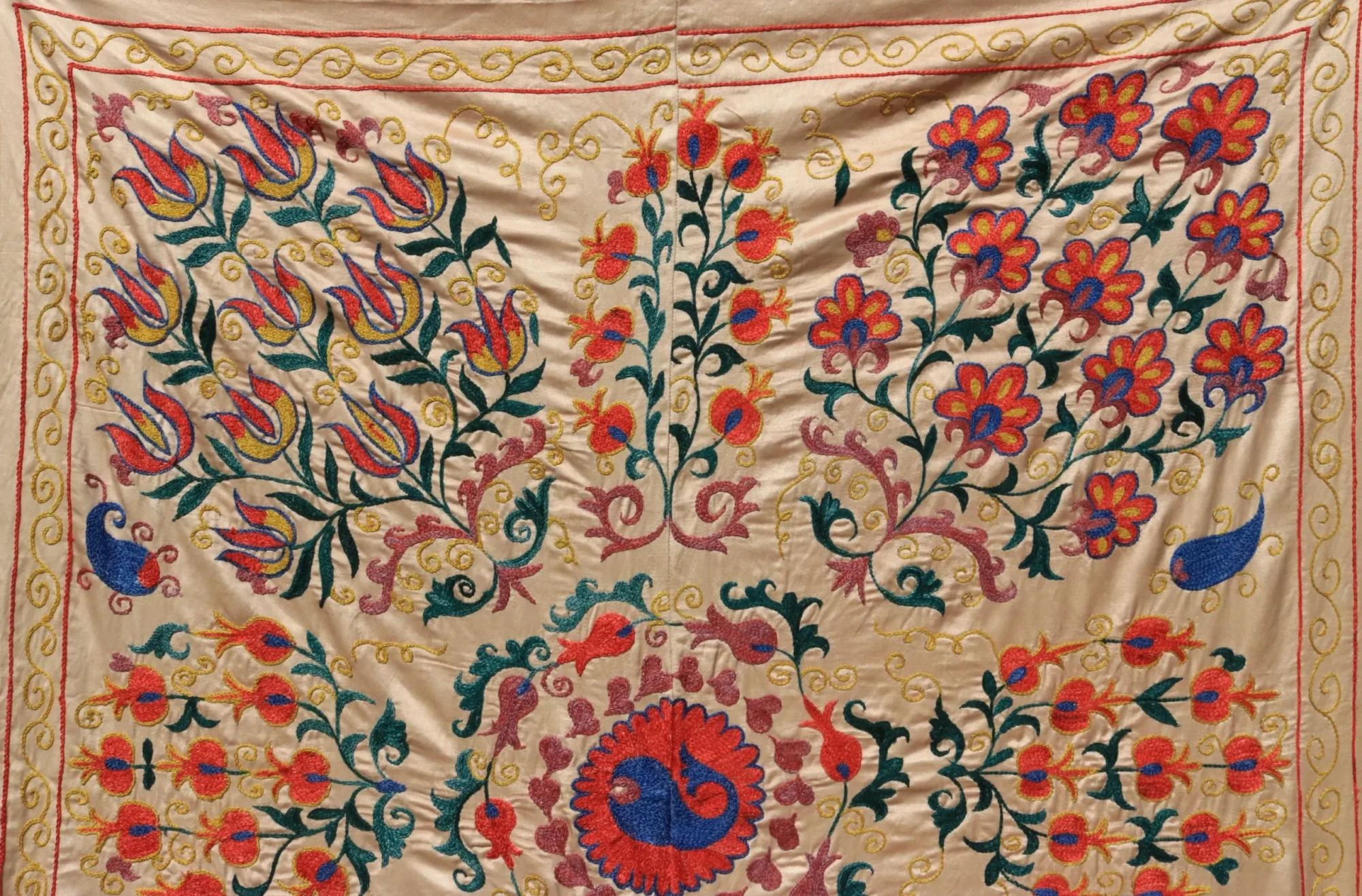 Uzbek handmade embroidery suzani. Bedspread, Bedcover, Wall hanging, Tapestry, Wall decor, Throw, tablecloth.