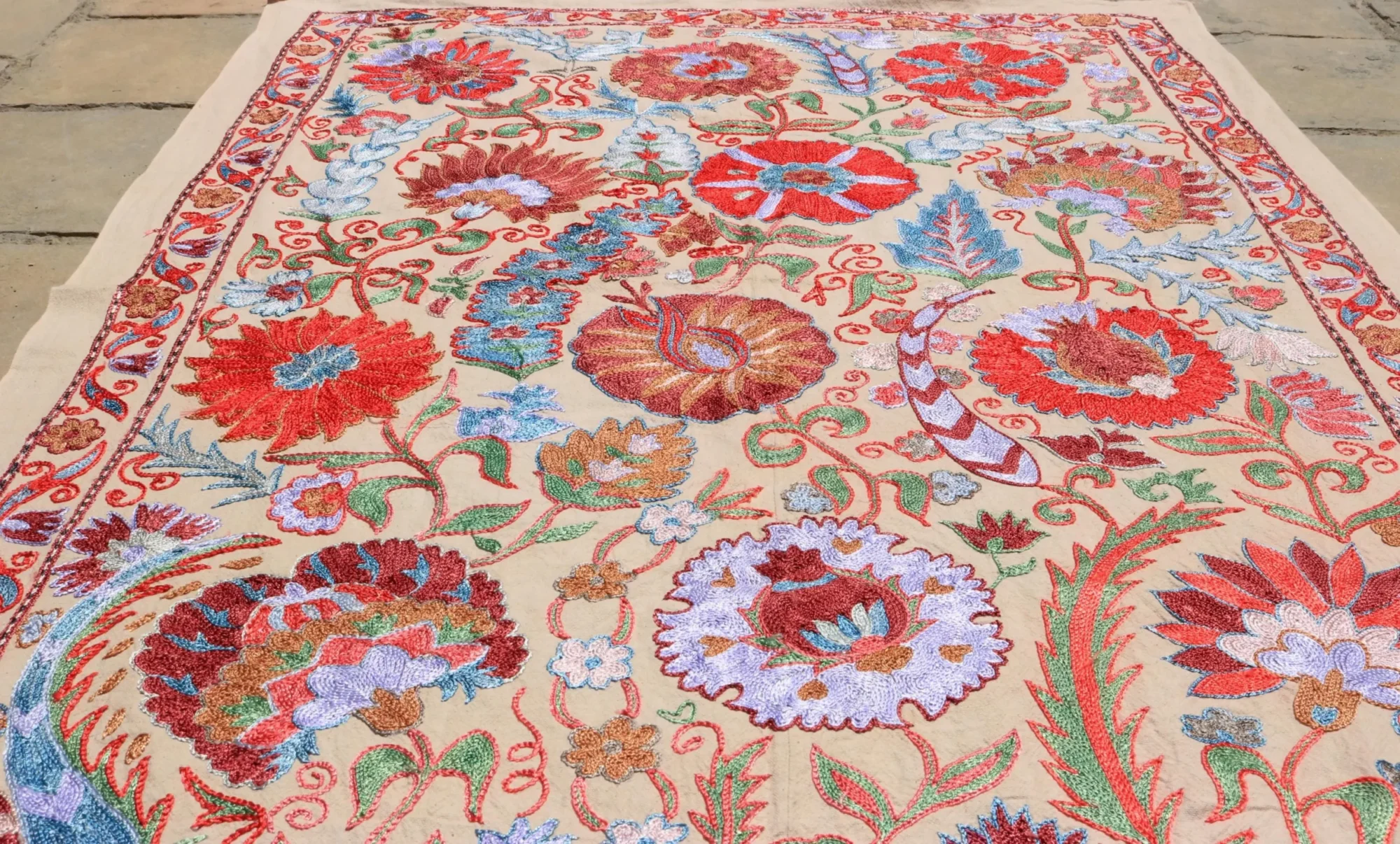 Uzbek handmade embroidery suzani. Bedspread, Bedcover, Wall hanging, Tapestry, Wall decor, Throw, tablecloth.