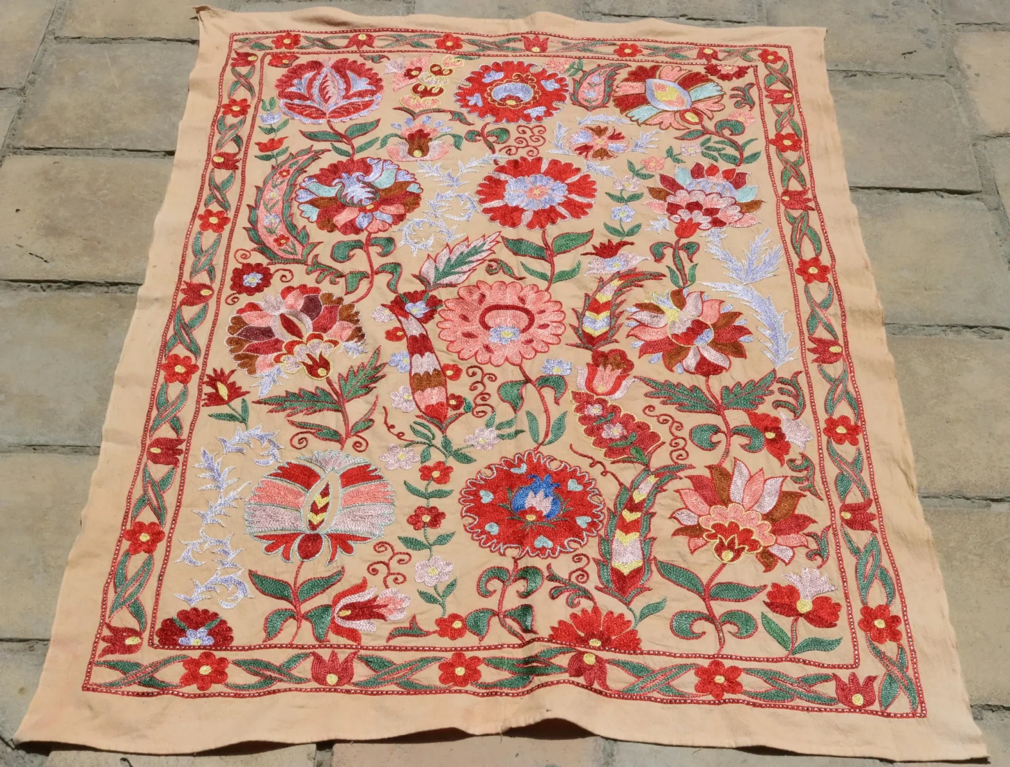 Uzbek handmade embroidery suzani. Bedspread, Bedcover, Wall hanging, Tapestry, Wall decor, Throw, tablecloth.