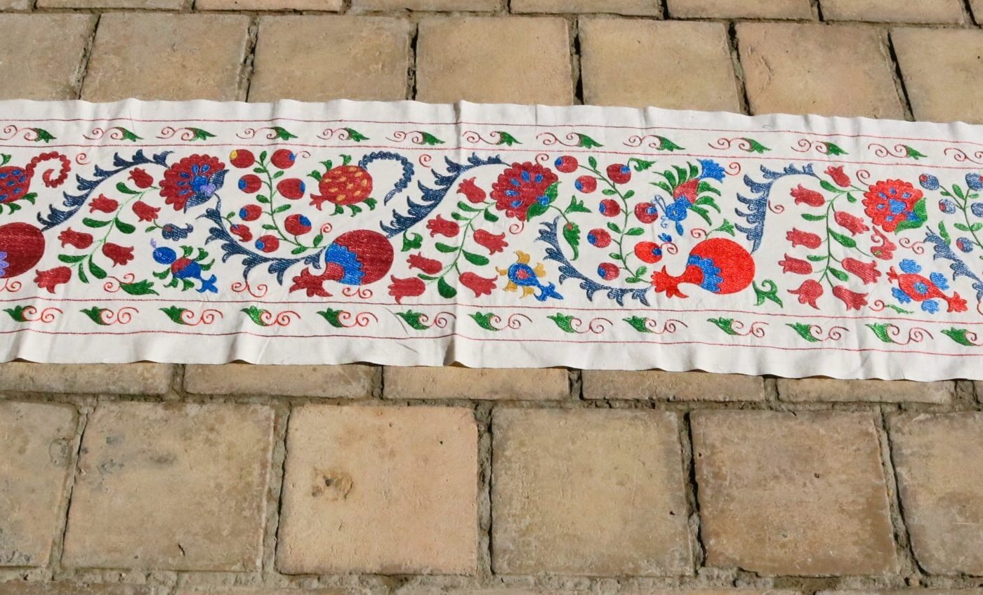 Suzani,Uzbek handmade embroidery. Table runners. Wall hanging, tablecloth.