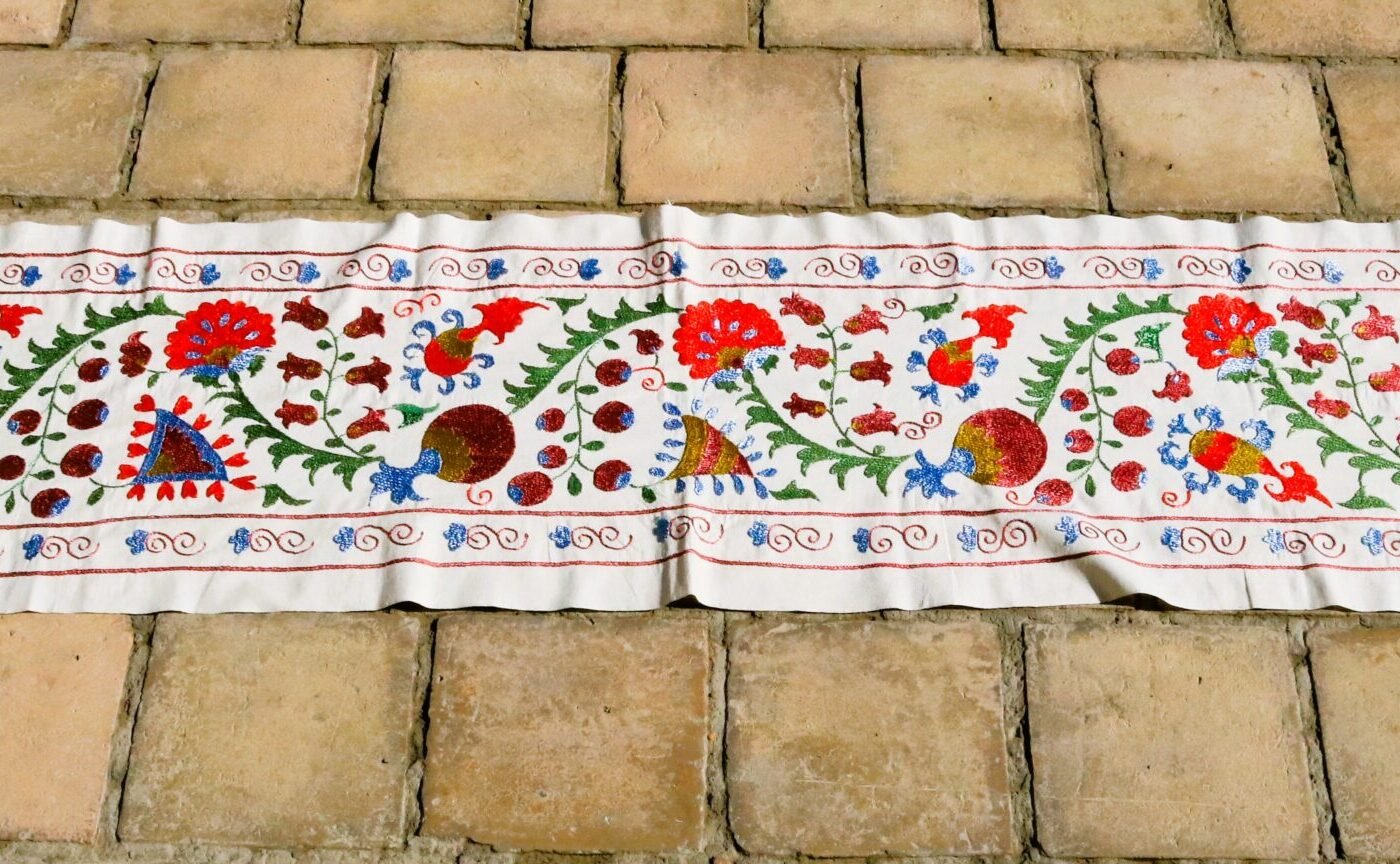 Suzani,Uzbek handmade embroidery. Table runners. Wall hanging, tablecloth.