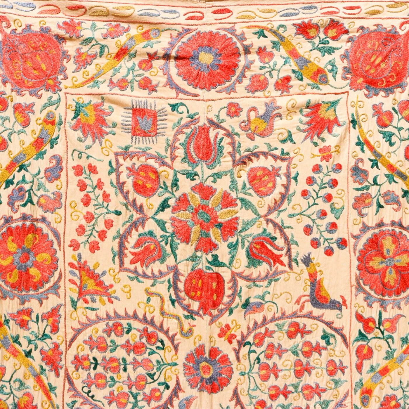 Handmade Uzbek Suzani Embroidery, Wall Hanging, Table Cover, Bedspread