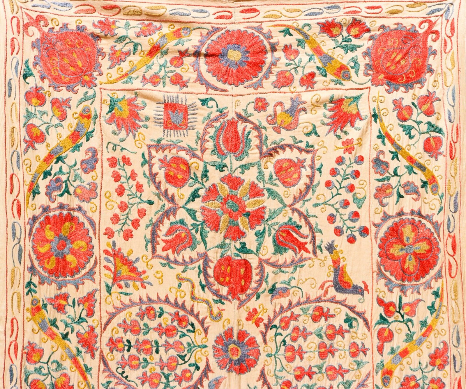 Handmade Uzbek Suzani Embroidery, Wall Hanging, Table Cover, Bedspread
