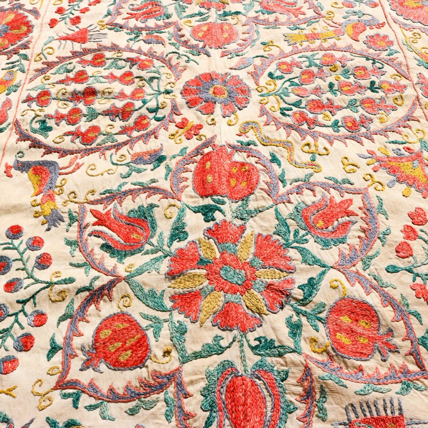 Handmade Uzbek Suzani Embroidery, Wall Hanging, Table Cover, Bedspread