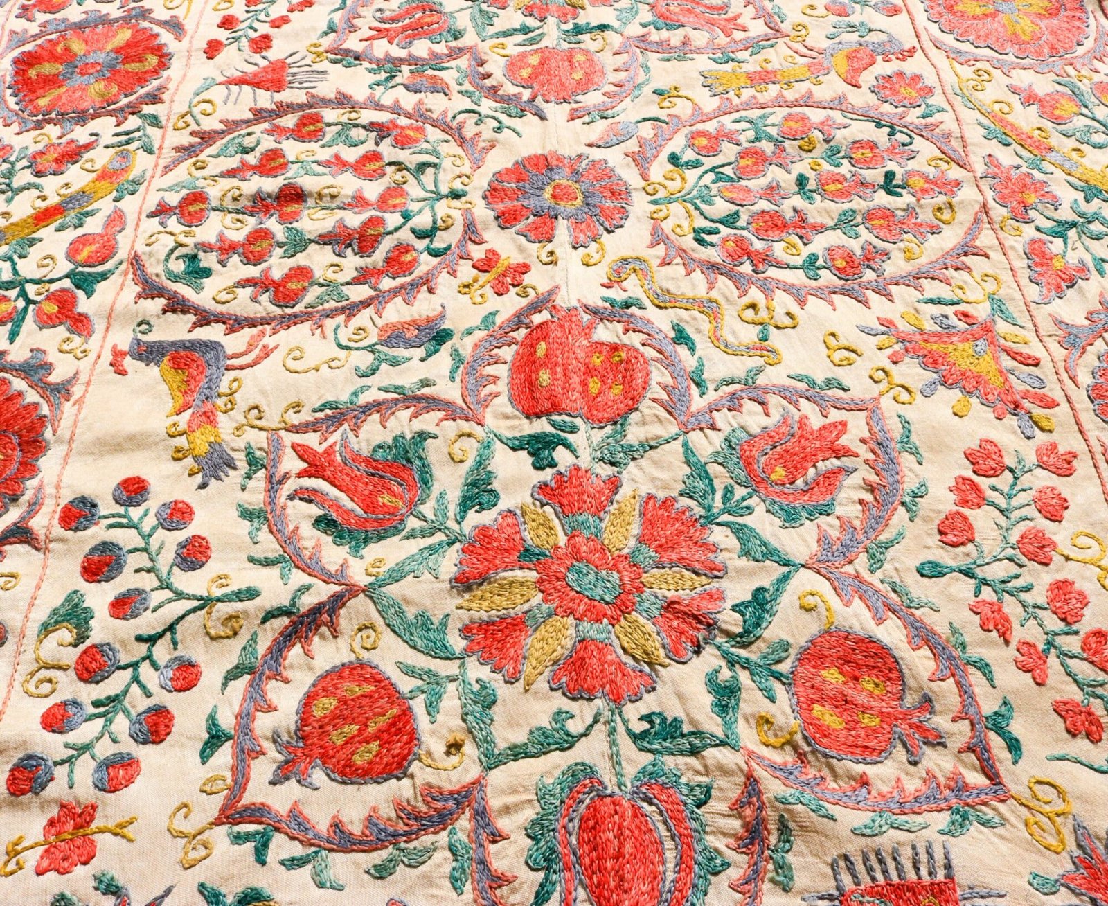 Handmade Uzbek Suzani Embroidery, Wall Hanging, Table Cover, Bedspread