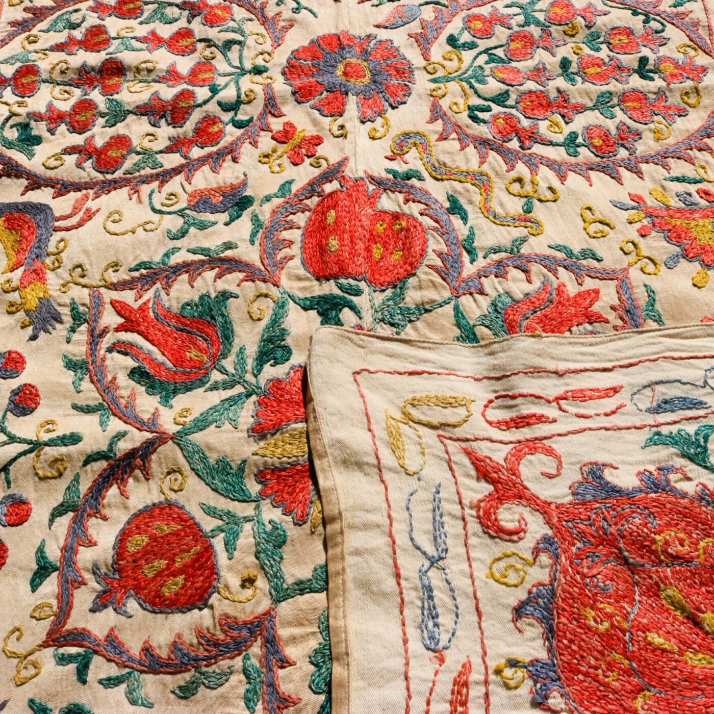 Handmade Uzbek Suzani Embroidery, Wall Hanging, Table Cover, Bedspread