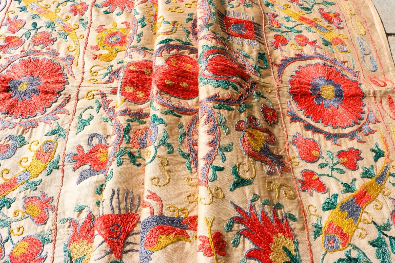 Handmade Uzbek Suzani Embroidery, Wall Hanging, Table Cover, Bedspread