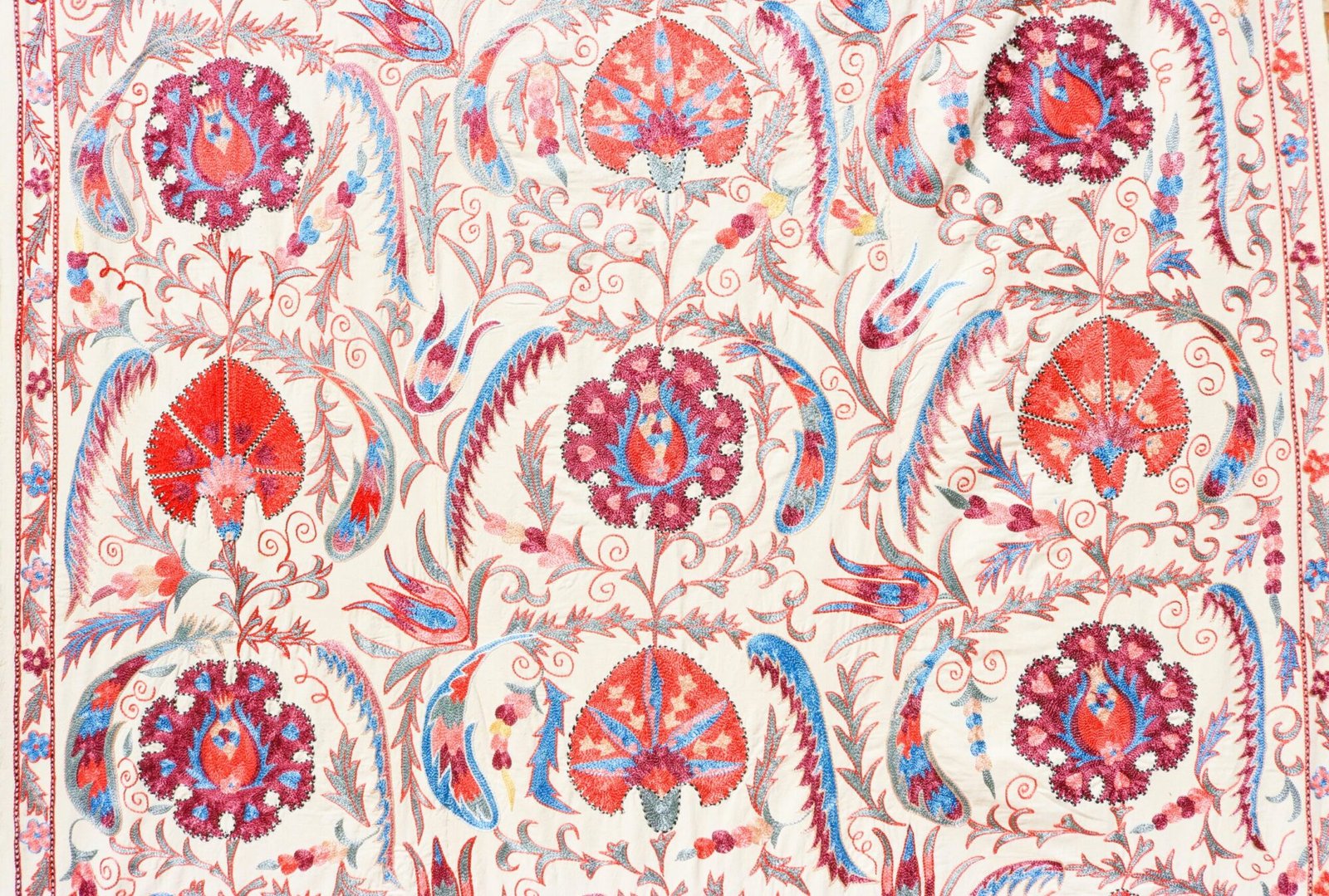 Handmade Uzbek Suzani Embroidery, Wall Hanging, Table Cover, Bedspread