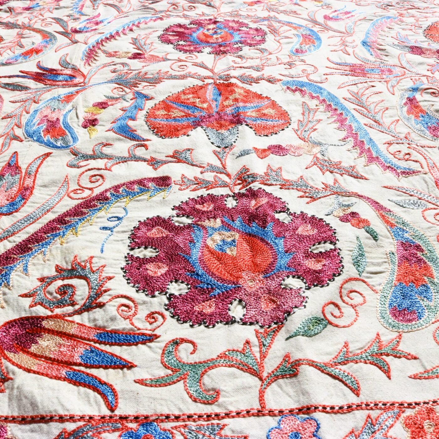 Handmade Uzbek Suzani Embroidery, Wall Hanging, Table Cover, Bedspread
