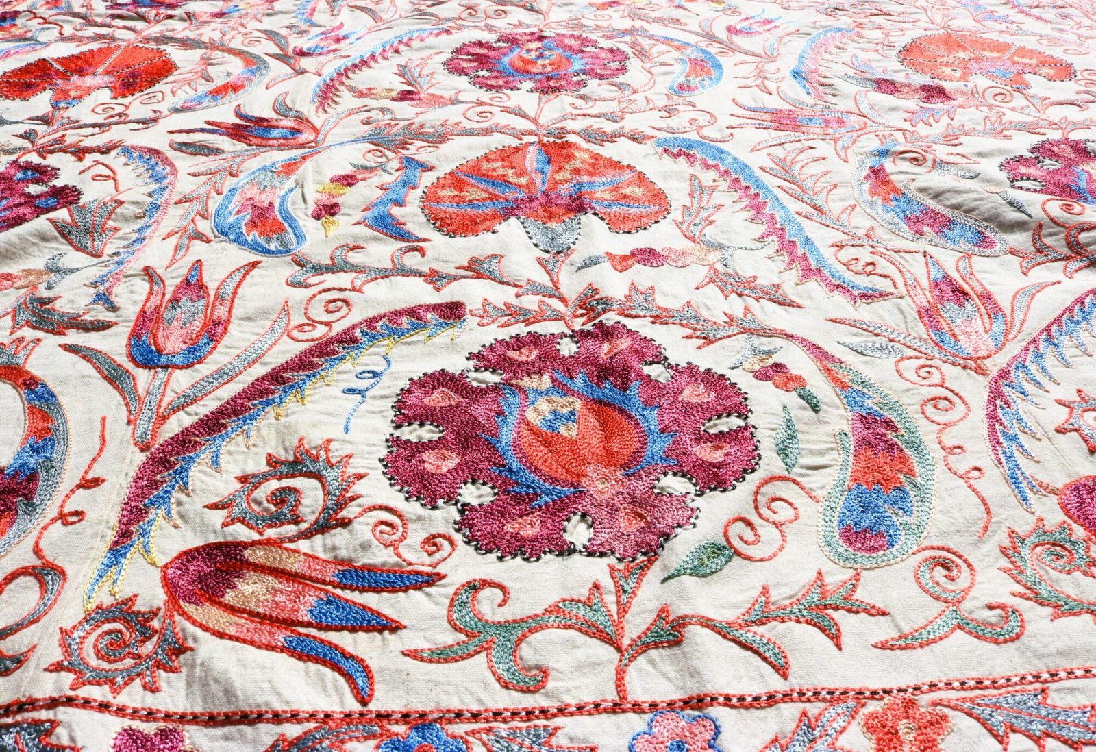 Handmade Uzbek Suzani Embroidery, Wall Hanging, Table Cover, Bedspread