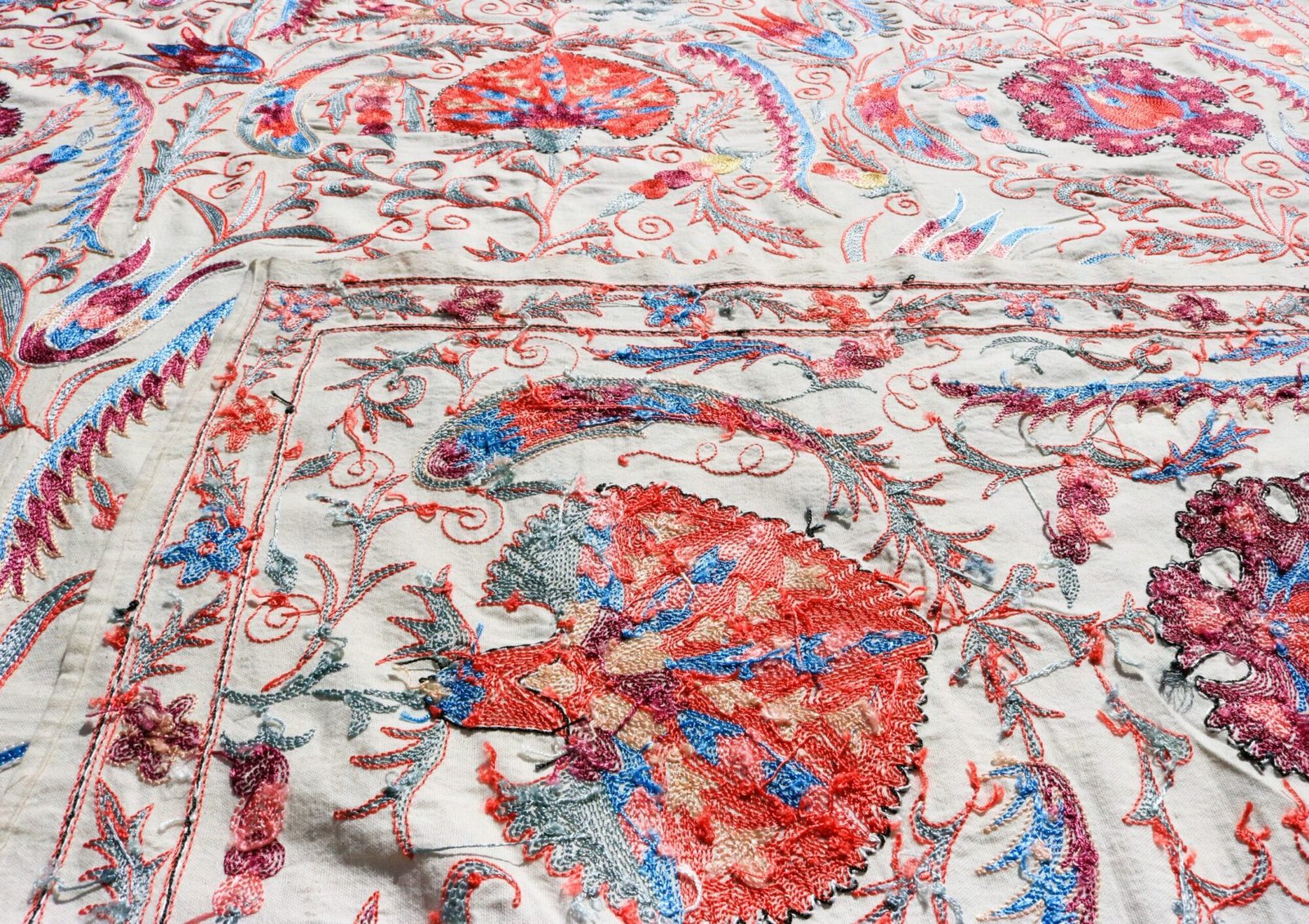 Handmade Uzbek Suzani Embroidery, Wall Hanging, Table Cover, Bedspread