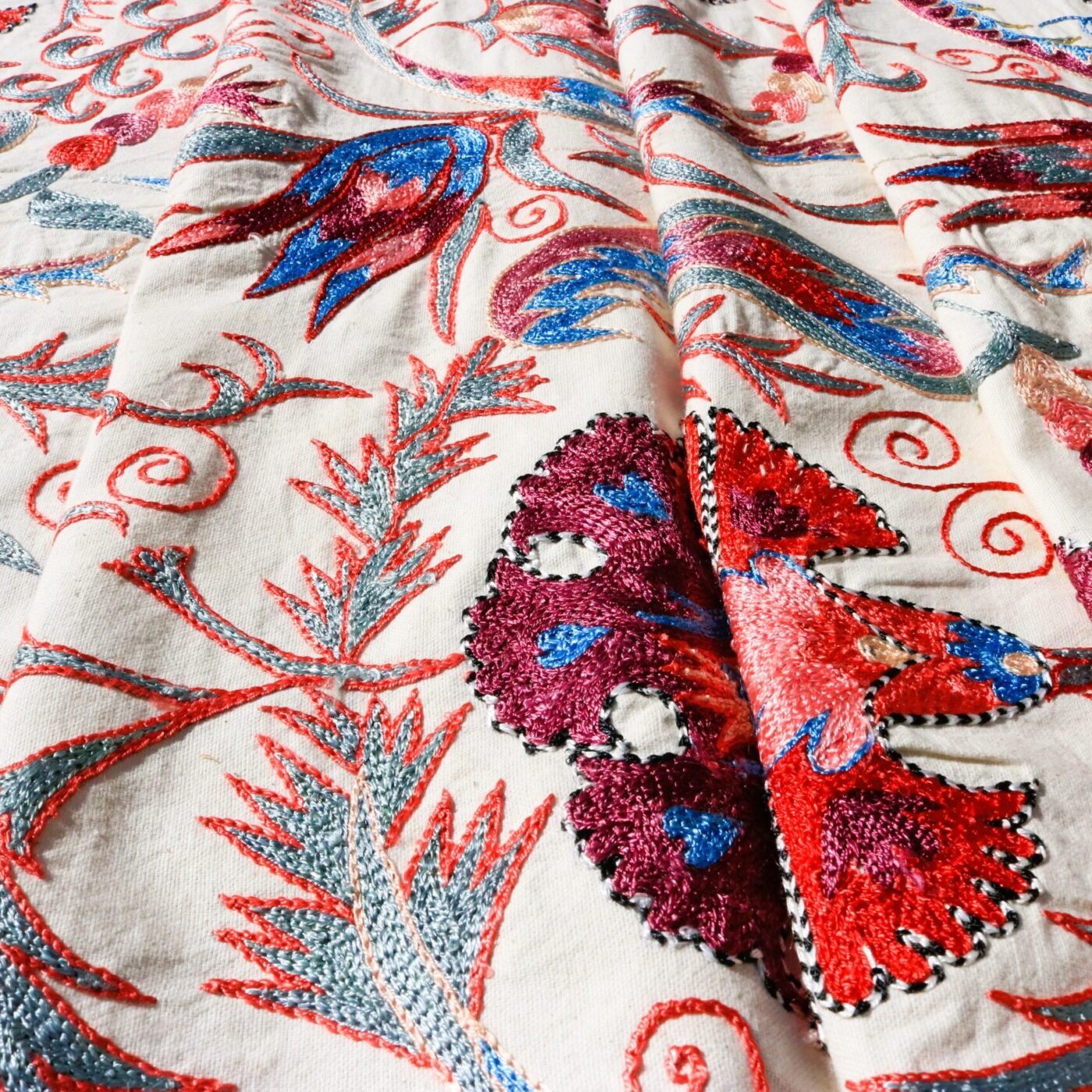 Handmade Uzbek Suzani Embroidery, Wall Hanging, Table Cover, Bedspread