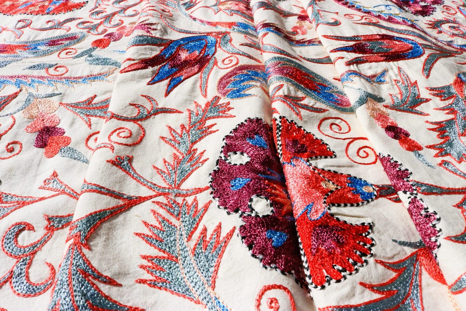 Handmade Uzbek Suzani Embroidery, Wall Hanging, Table Cover, Bedspread