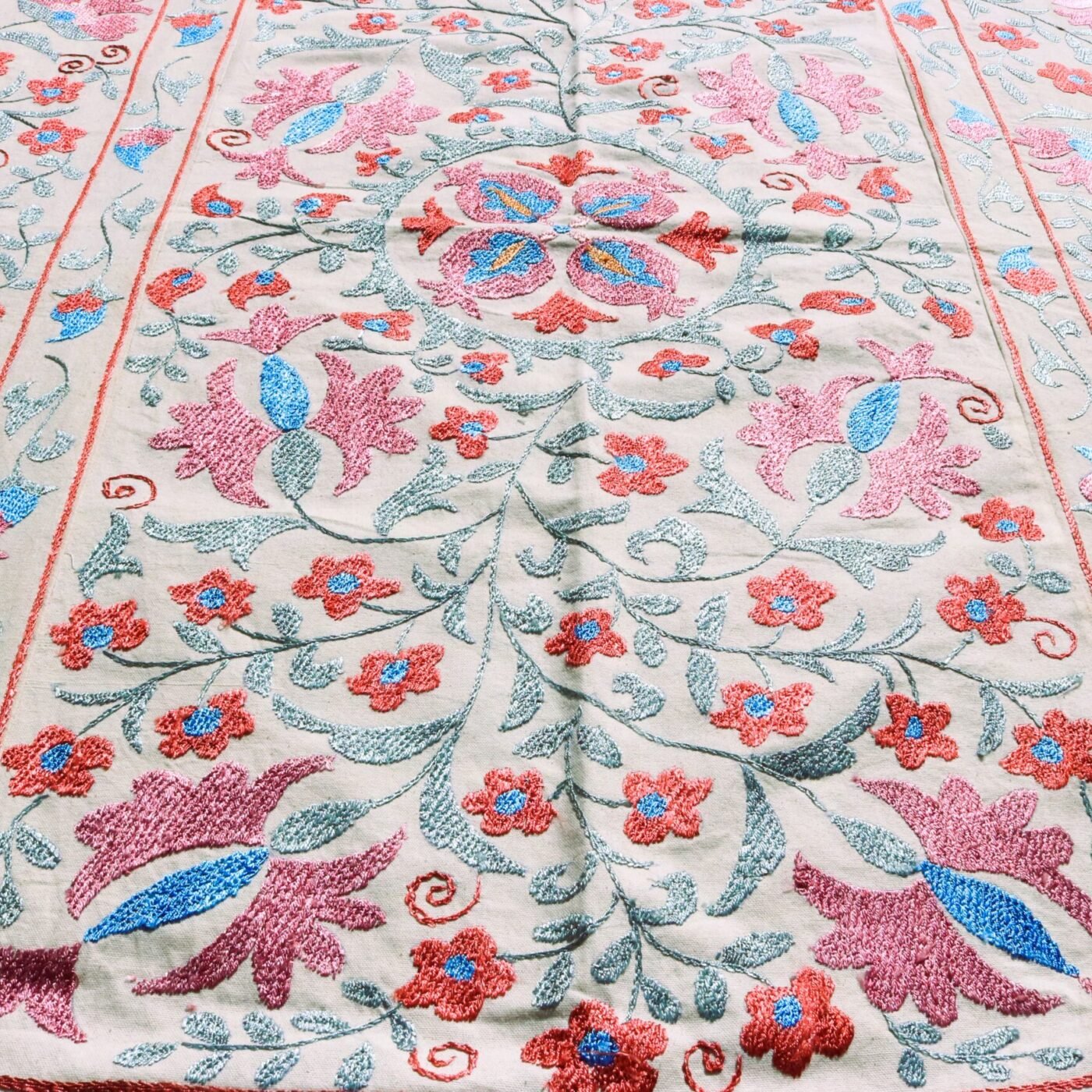 Handmade Uzbek Suzani Embroidery, Wall Hanging, Table Cover, Bedspread