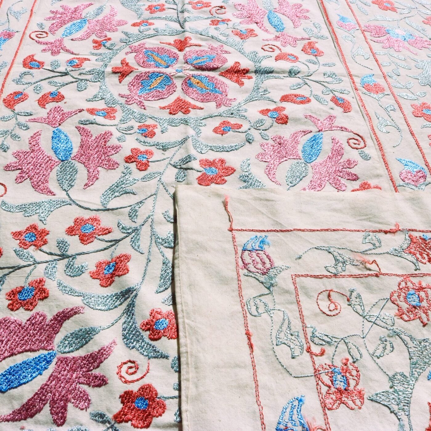 Handmade Uzbek Suzani Embroidery, Wall Hanging, Table Cover, Bedspread