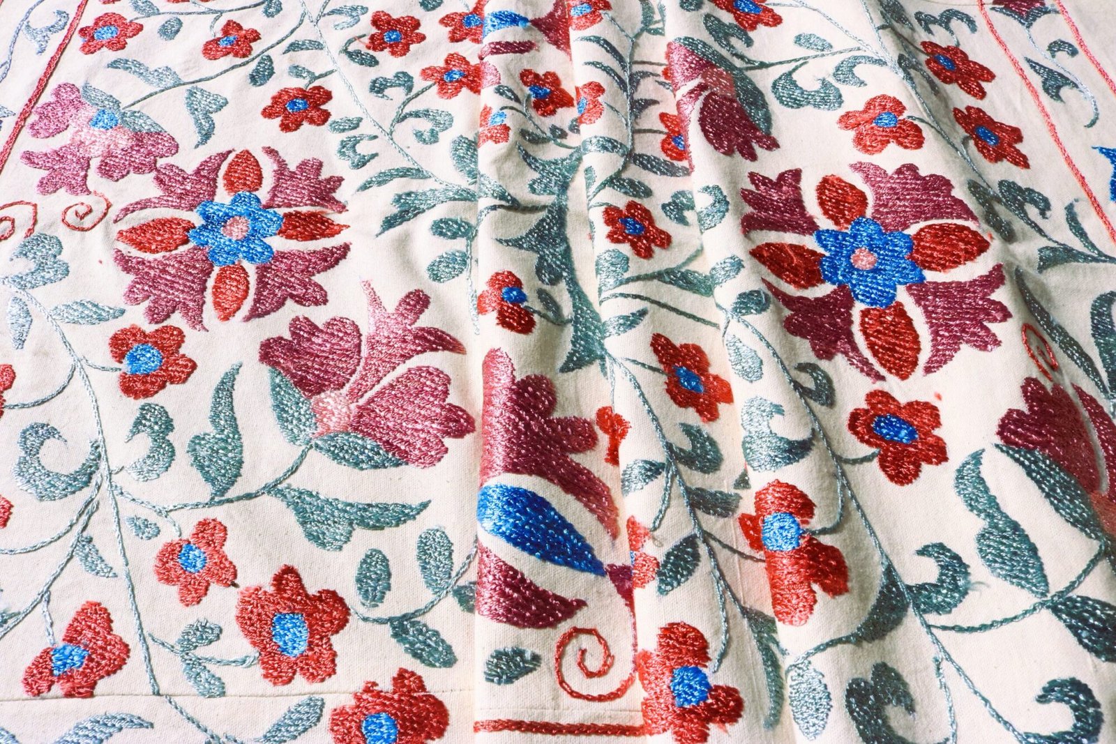 Handmade Uzbek Suzani Embroidery, Wall Hanging, Table Cover, Bedspread