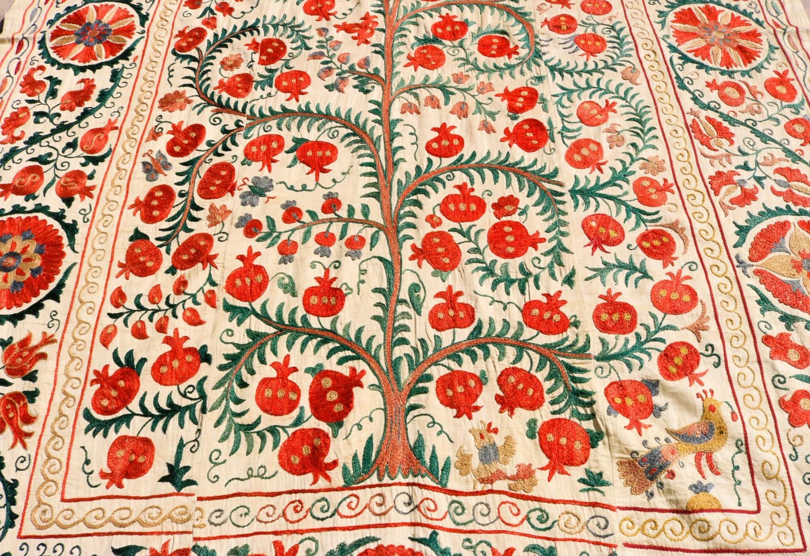Handmade Uzbek Suzani Embroidery, Wall Hanging, Table Cover, Bedspread