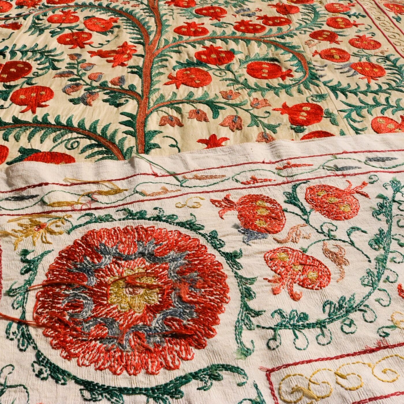 Handmade Uzbek Suzani Embroidery, Wall Hanging, Table Cover, Bedspread