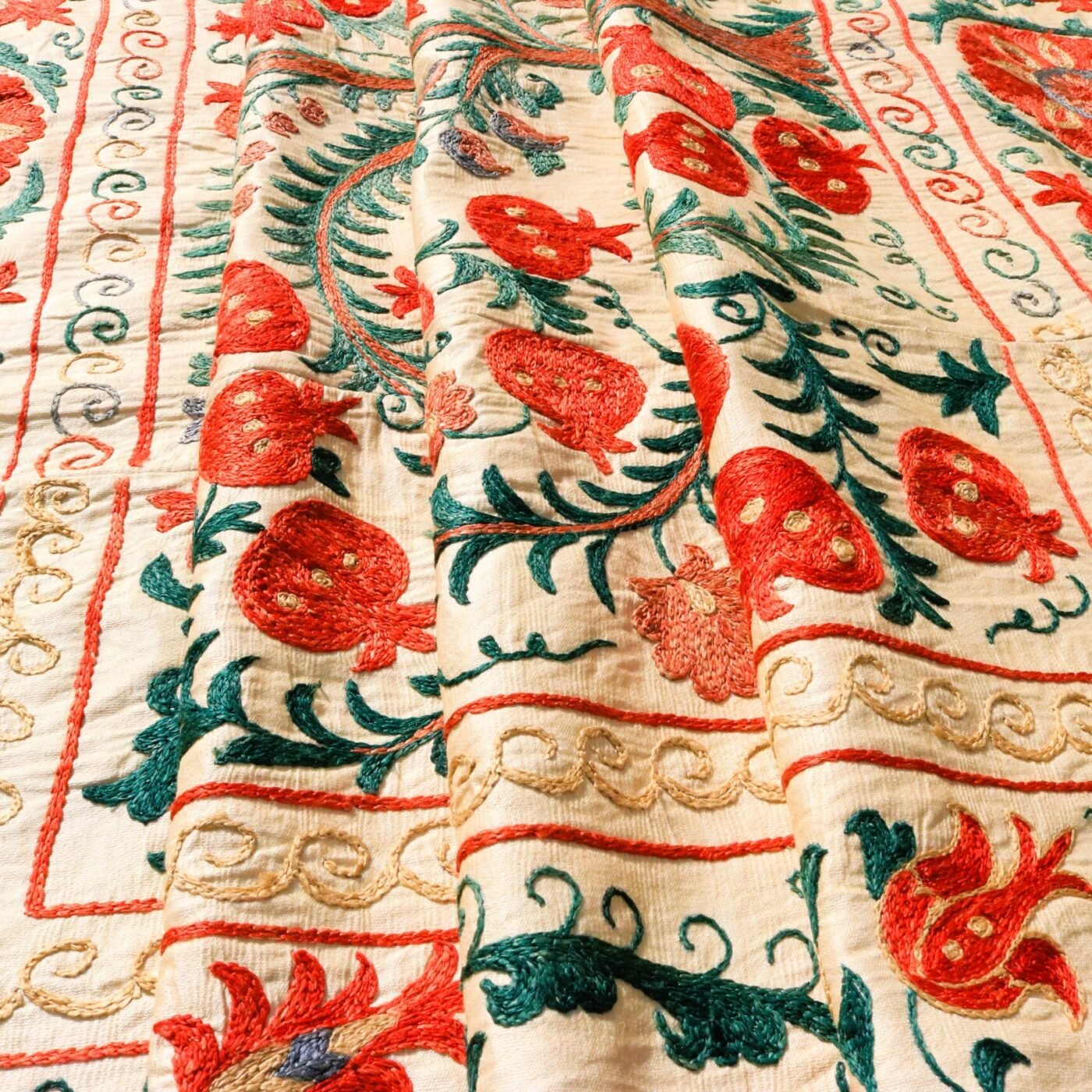 Handmade Uzbek Suzani Embroidery, Wall Hanging, Table Cover, Bedspread