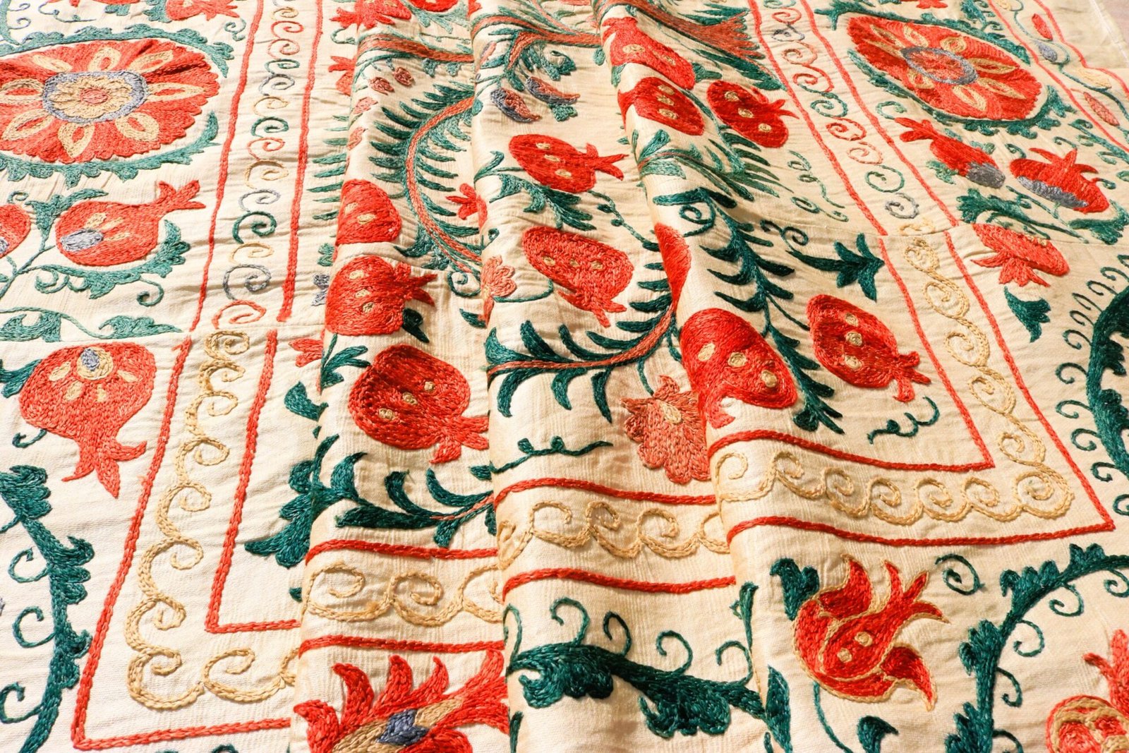 Handmade Uzbek Suzani Embroidery, Wall Hanging, Table Cover, Bedspread