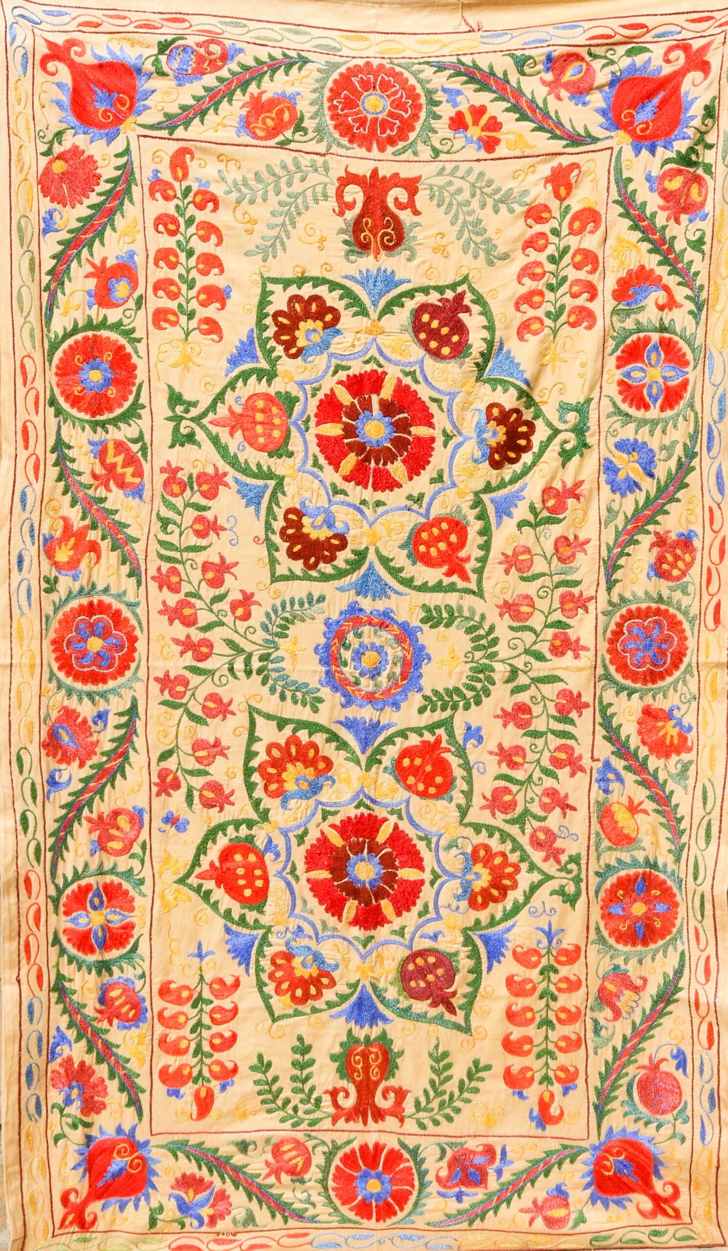Handmade Uzbek Suzani Embroidery, Wall Hanging, Table Cover, Bedspread