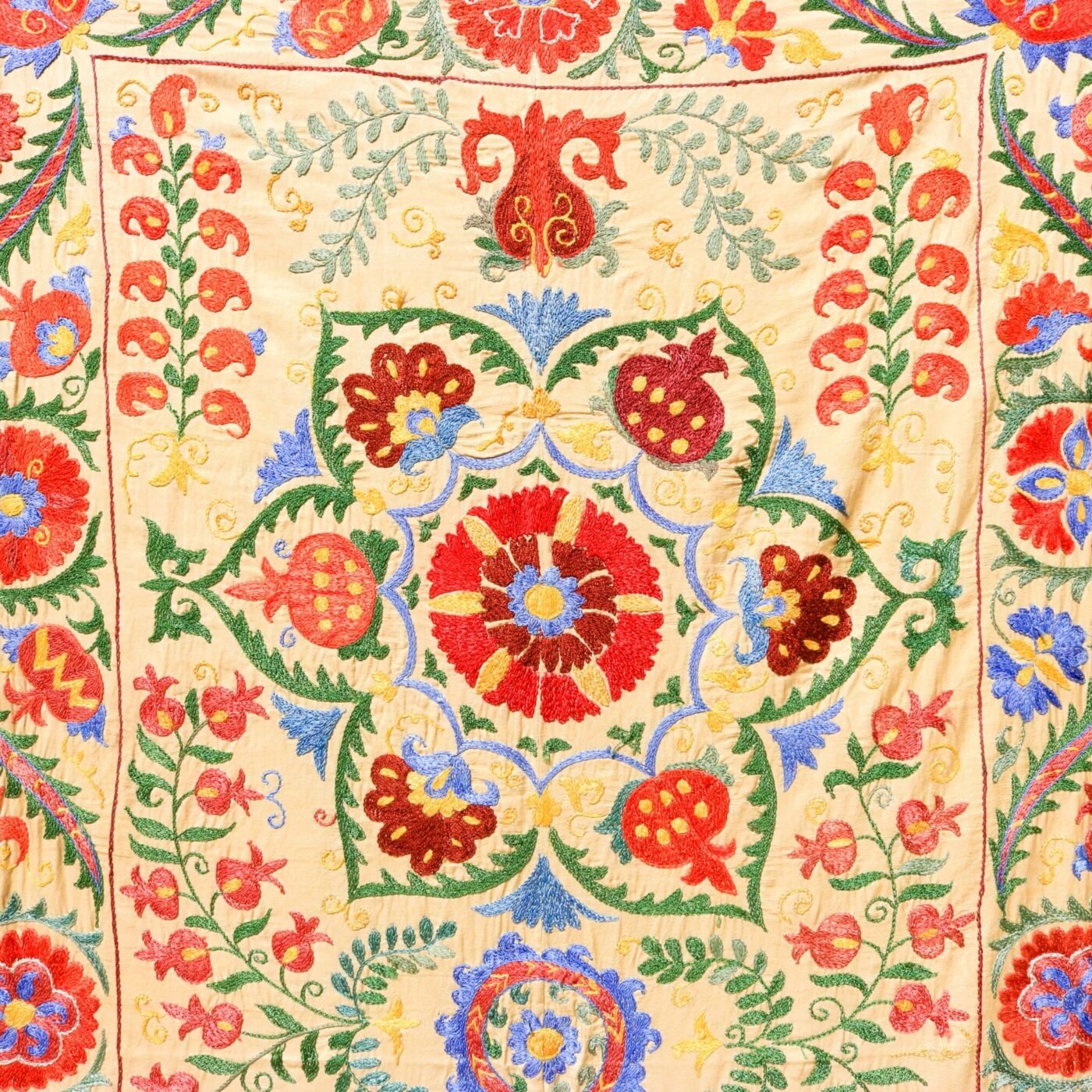 Handmade Uzbek Suzani Embroidery, Wall Hanging, Table Cover, Bedspread