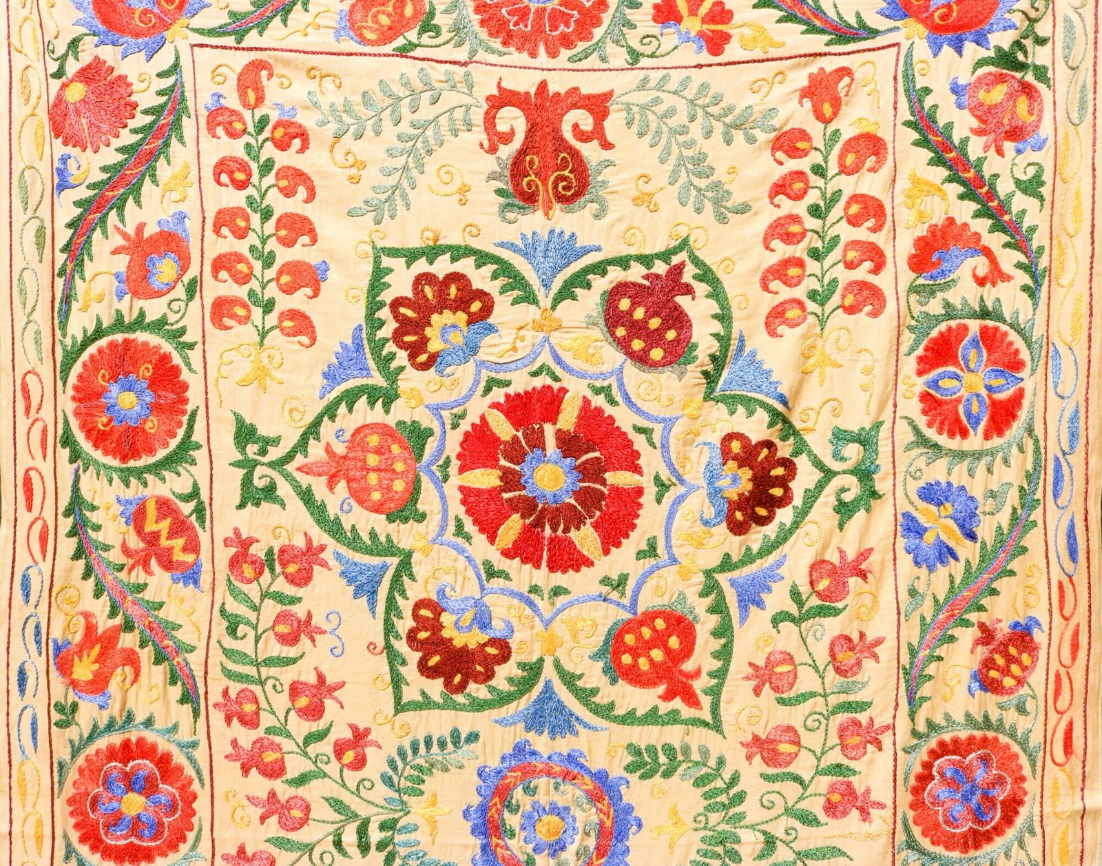 Handmade Uzbek Suzani Embroidery, Wall Hanging, Table Cover, Bedspread