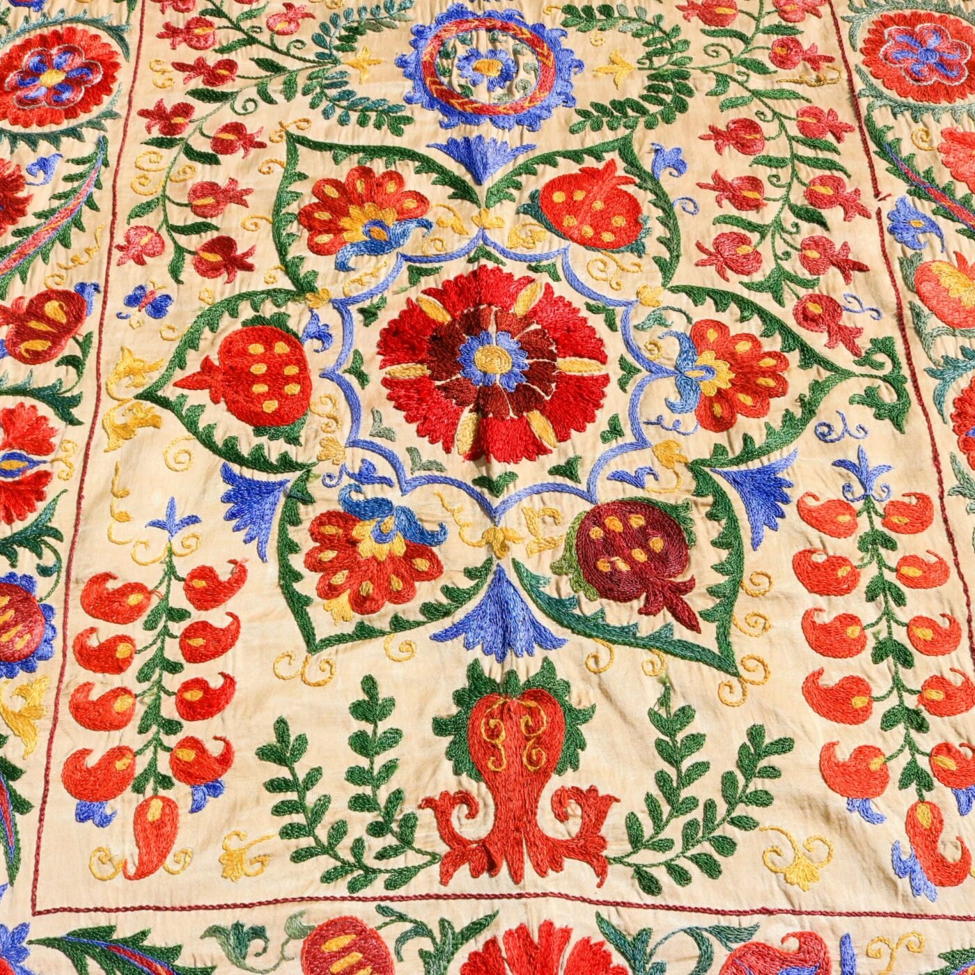 Handmade Uzbek Suzani Embroidery, Wall Hanging, Table Cover, Bedspread