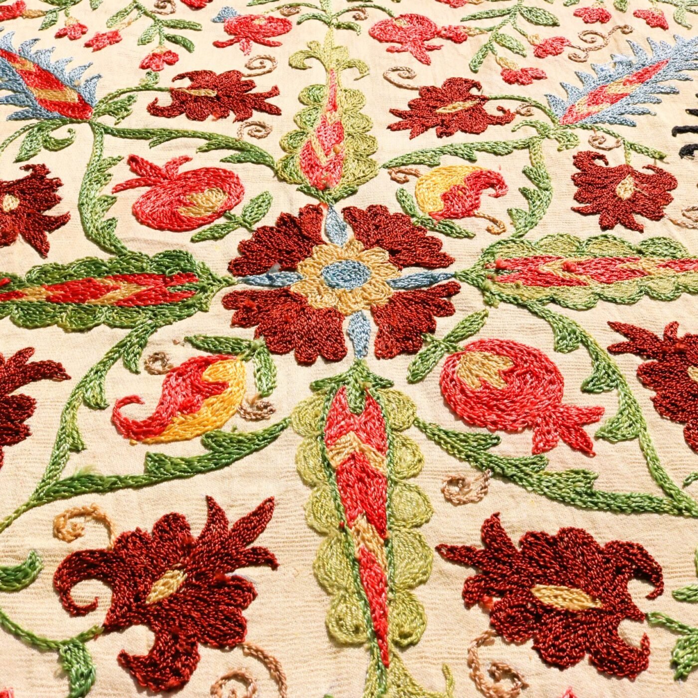 Handmade Uzbek Suzani Embroidery, Wall Hanging, Table Cover, Bedspread