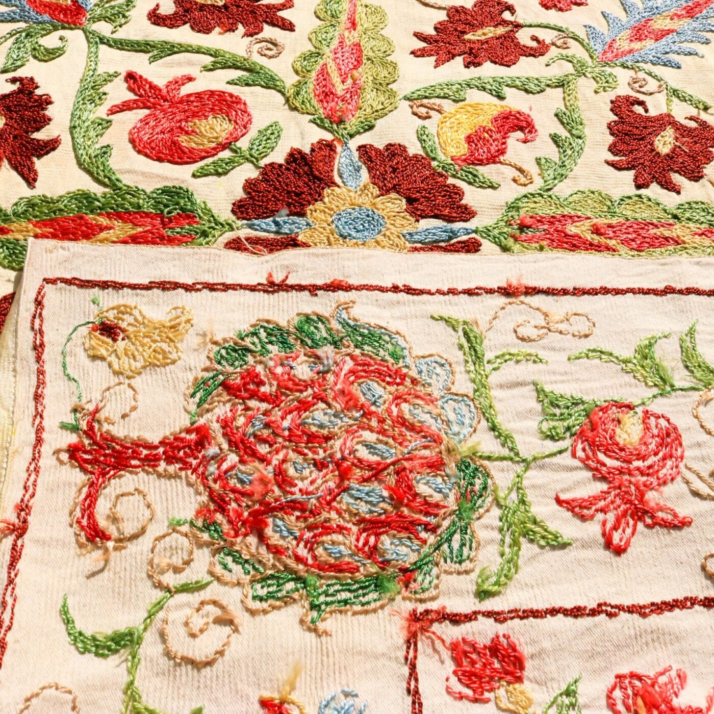 Handmade Uzbek Suzani Embroidery, Wall Hanging, Table Cover, Bedspread