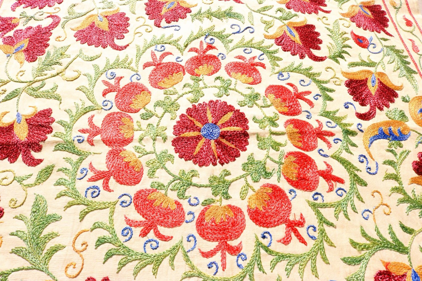 Handmade Uzbek Suzani Embroidery, Wall Hanging, Table Cover, Bedspread