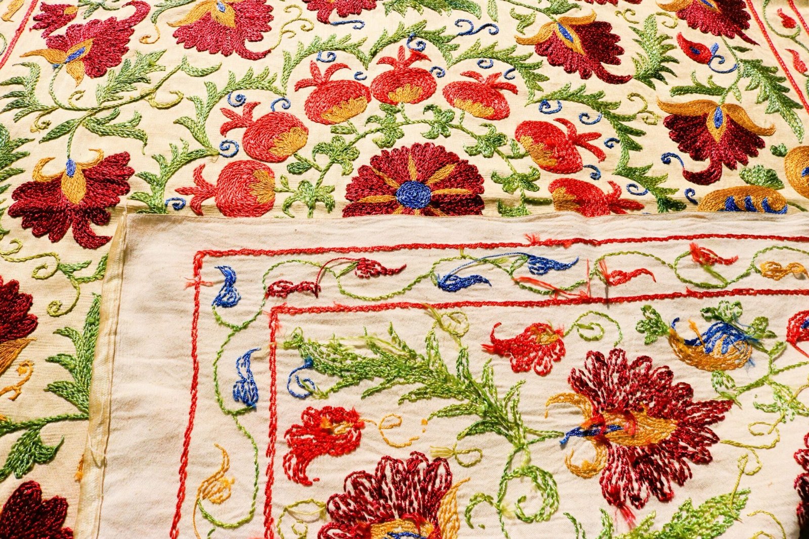 Handmade Uzbek Suzani Embroidery, Wall Hanging, Table Cover, Bedspread