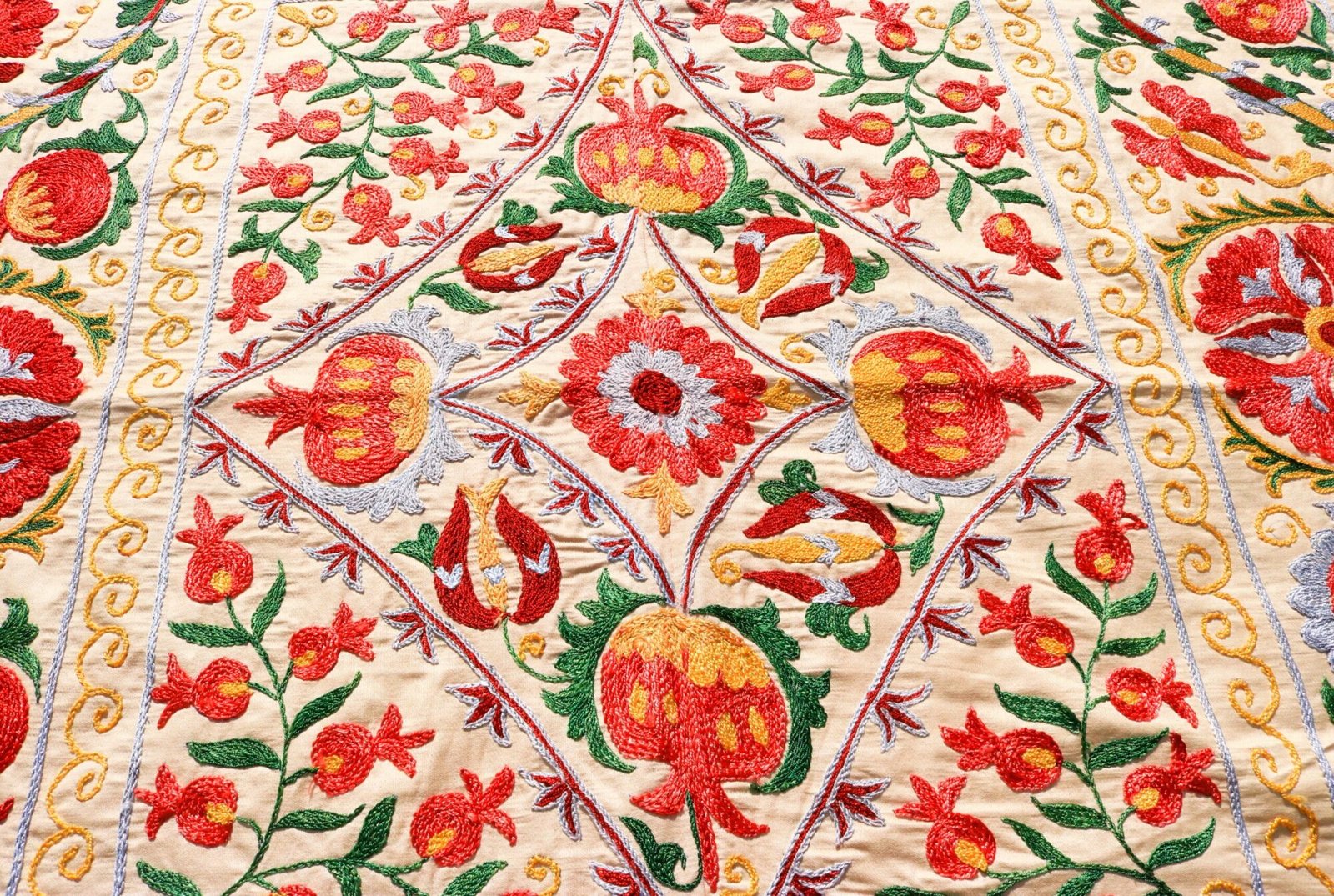 Handmade Uzbek Suzani Embroidery, Wall Hanging, Table Cover, Bedspread