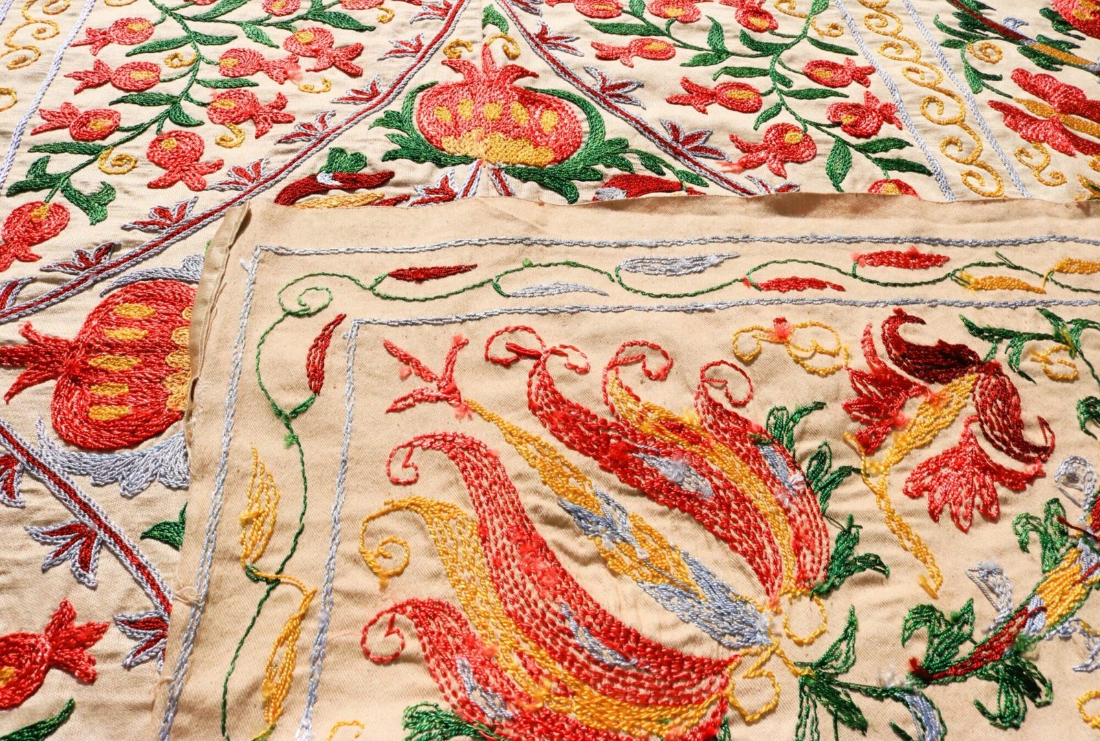 Handmade Uzbek Suzani Embroidery, Wall Hanging, Table Cover, Bedspread