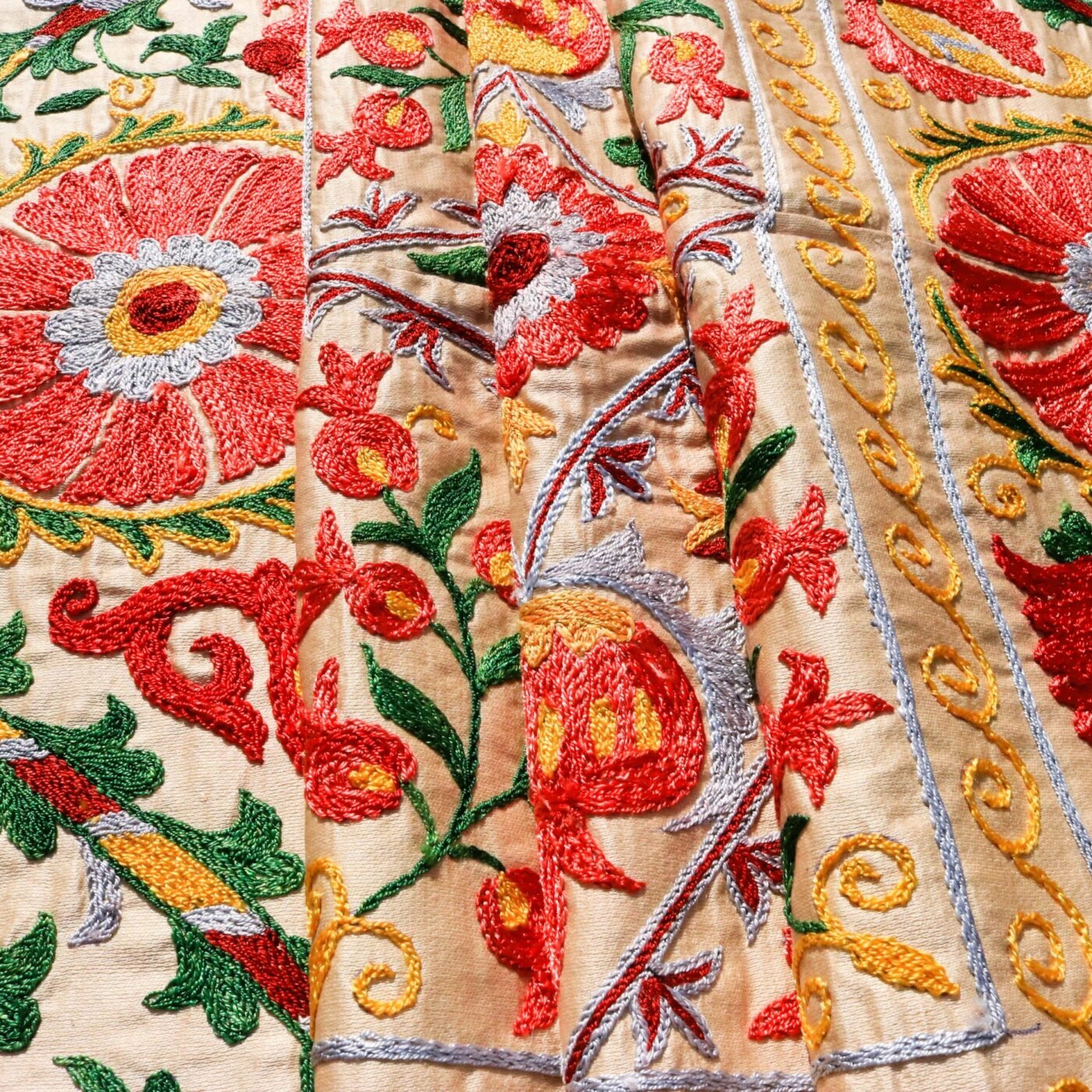 Handmade Uzbek Suzani Embroidery, Wall Hanging, Table Cover, Bedspread